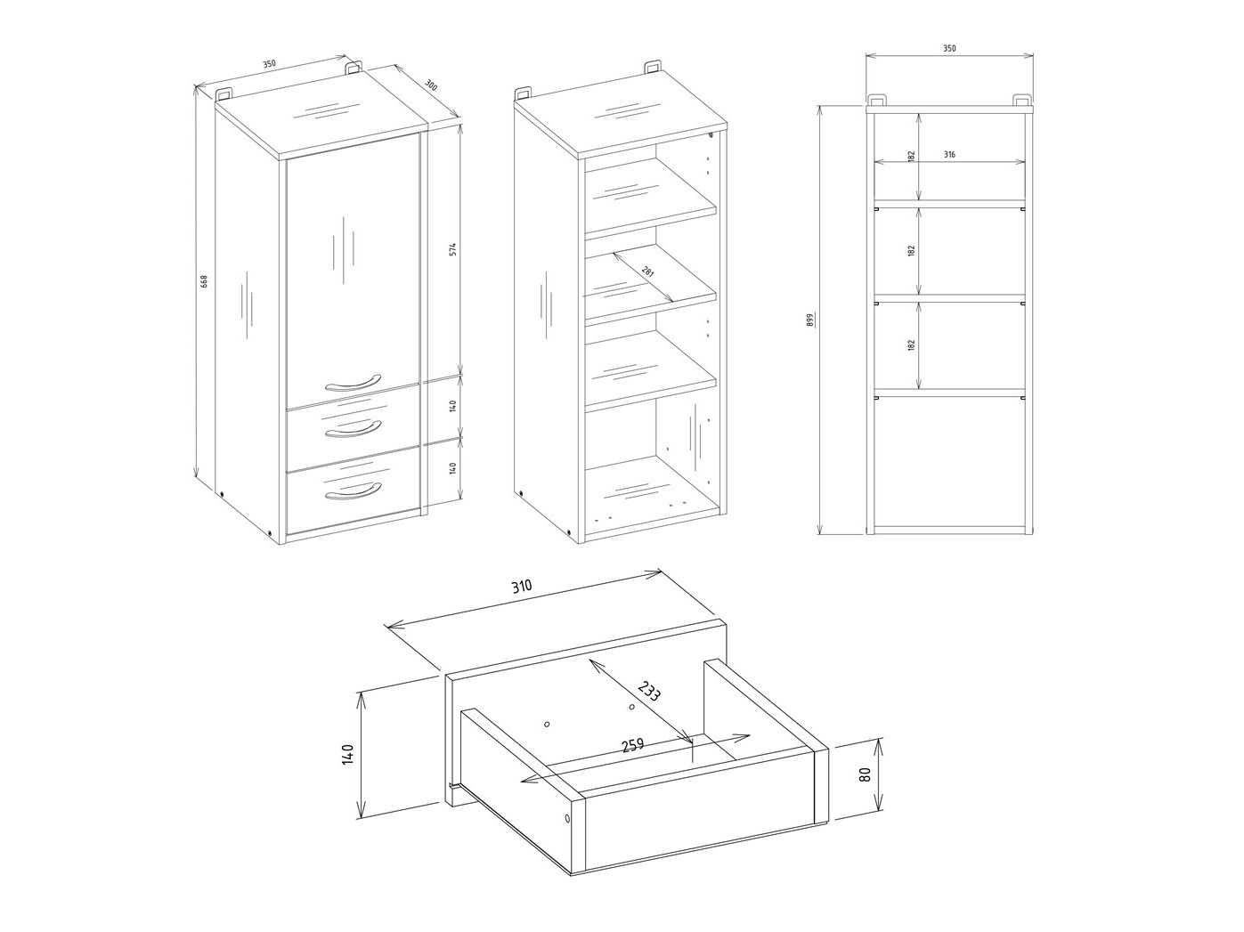 Wall-mounted bathroom cabinet Servou 115 (White)