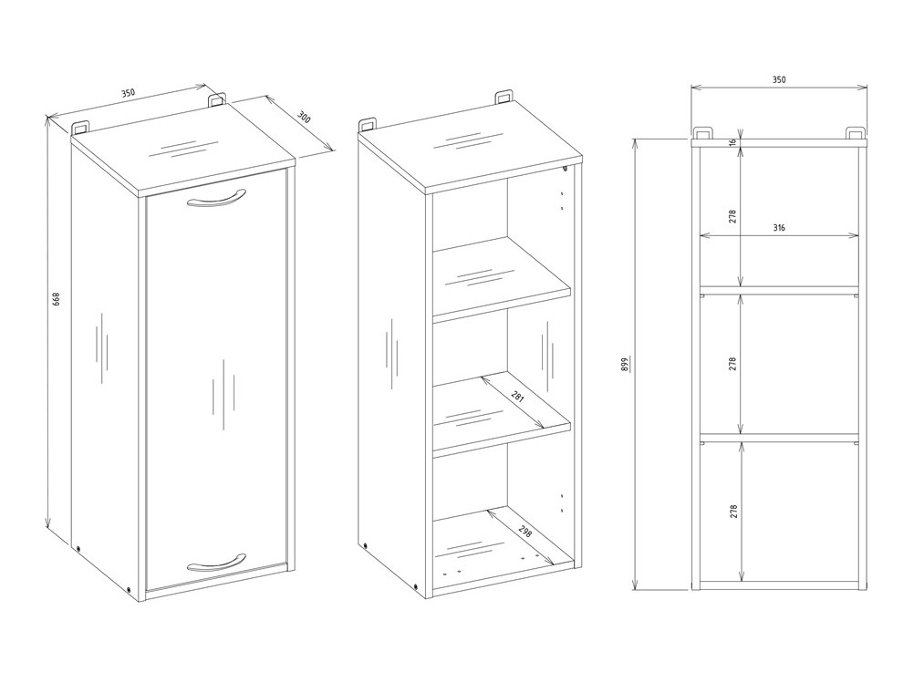 Wall-mounted bathroom cabinet Servou 117 (White)