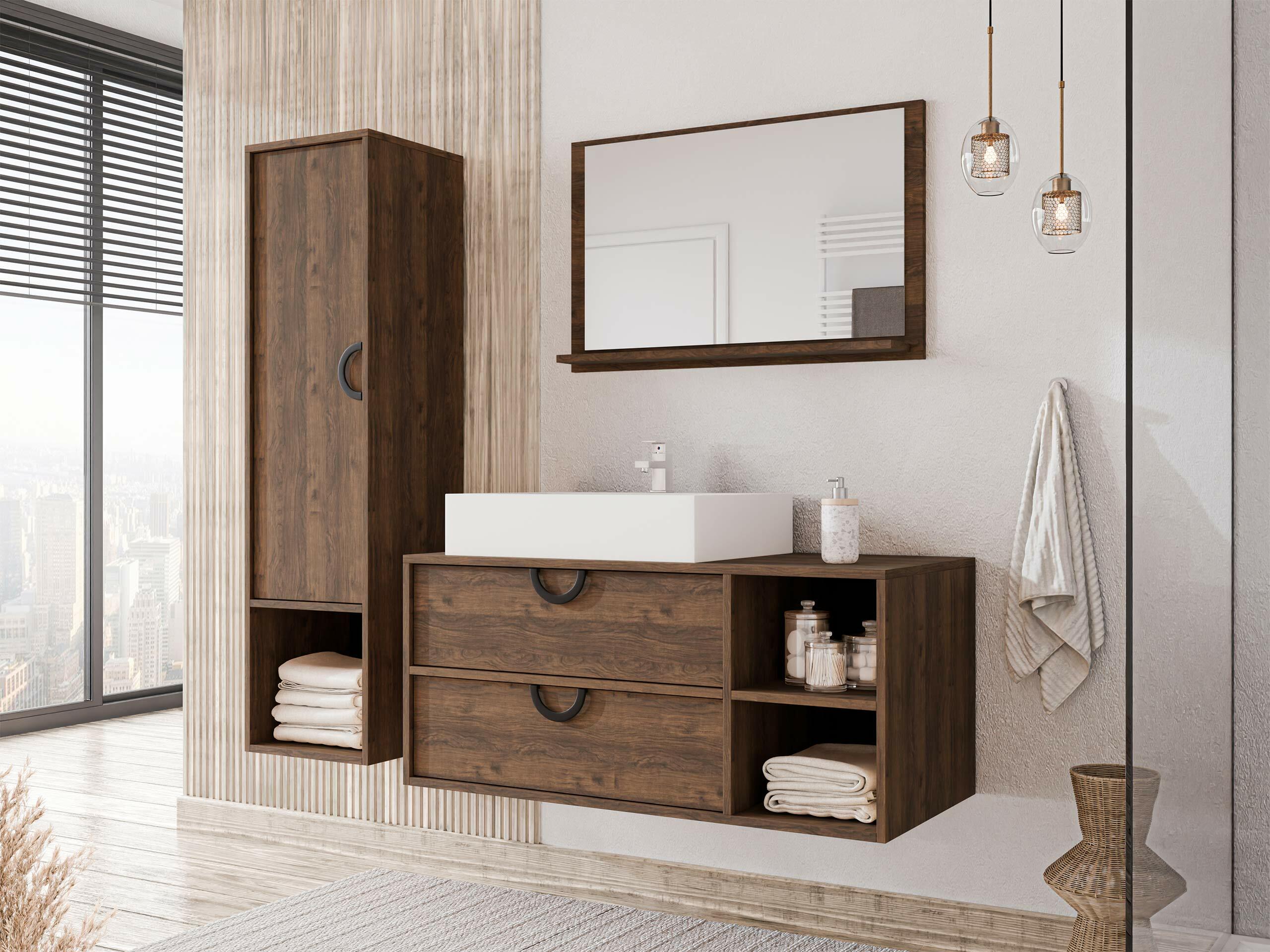 Wall-mounted bathroom cabinet Sodalis (Walnut)