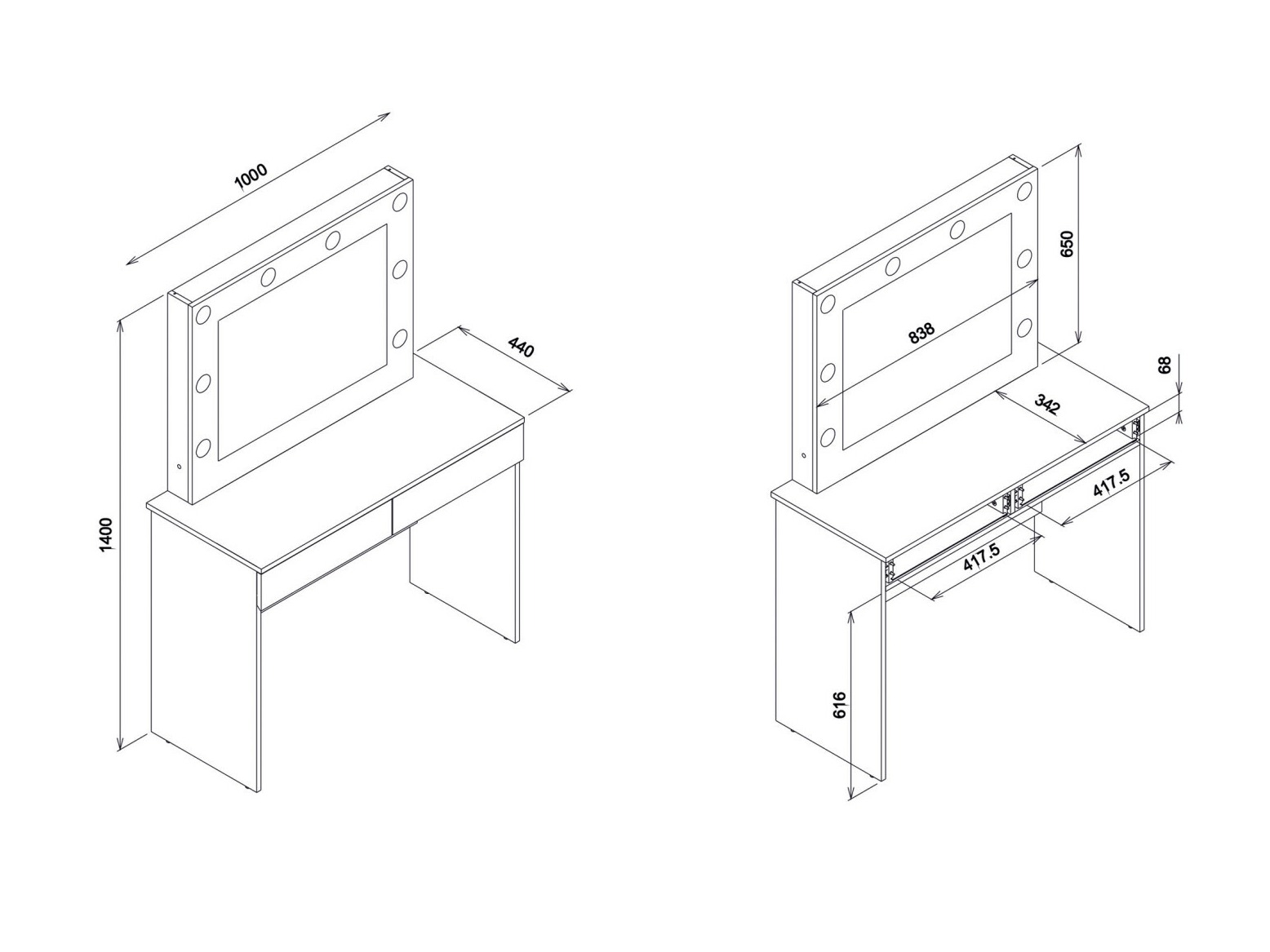 Dressing table Catelbi 113 (White)