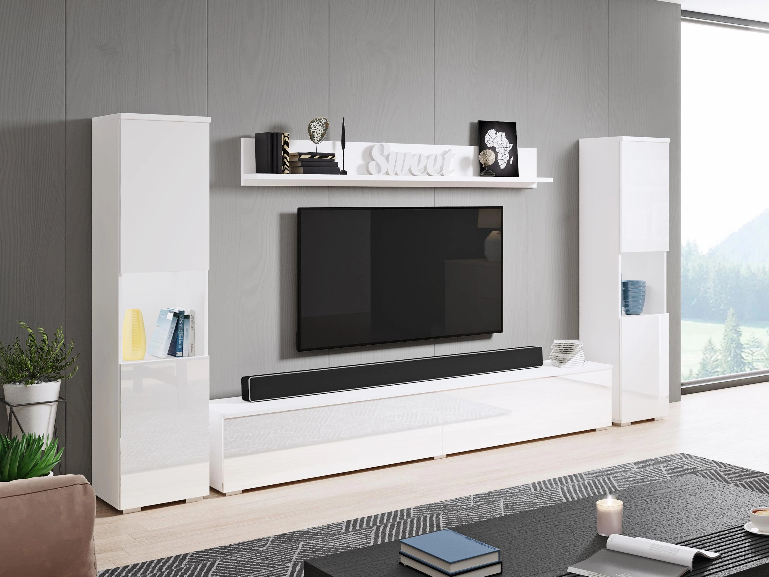 Living room set Sarasota 131 (White + Glossy white)