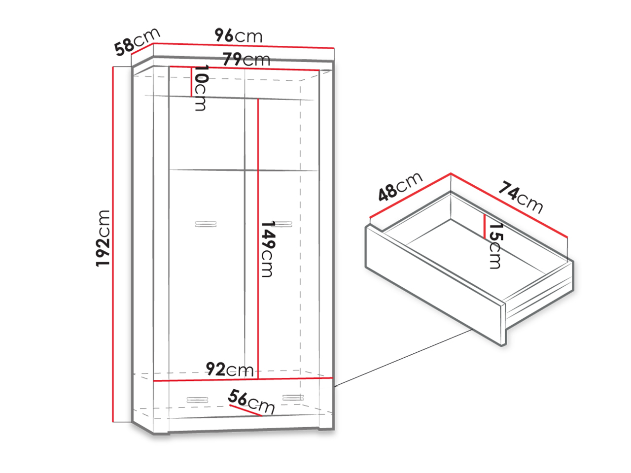 Wardrobe Serfeno 100 (Ash)