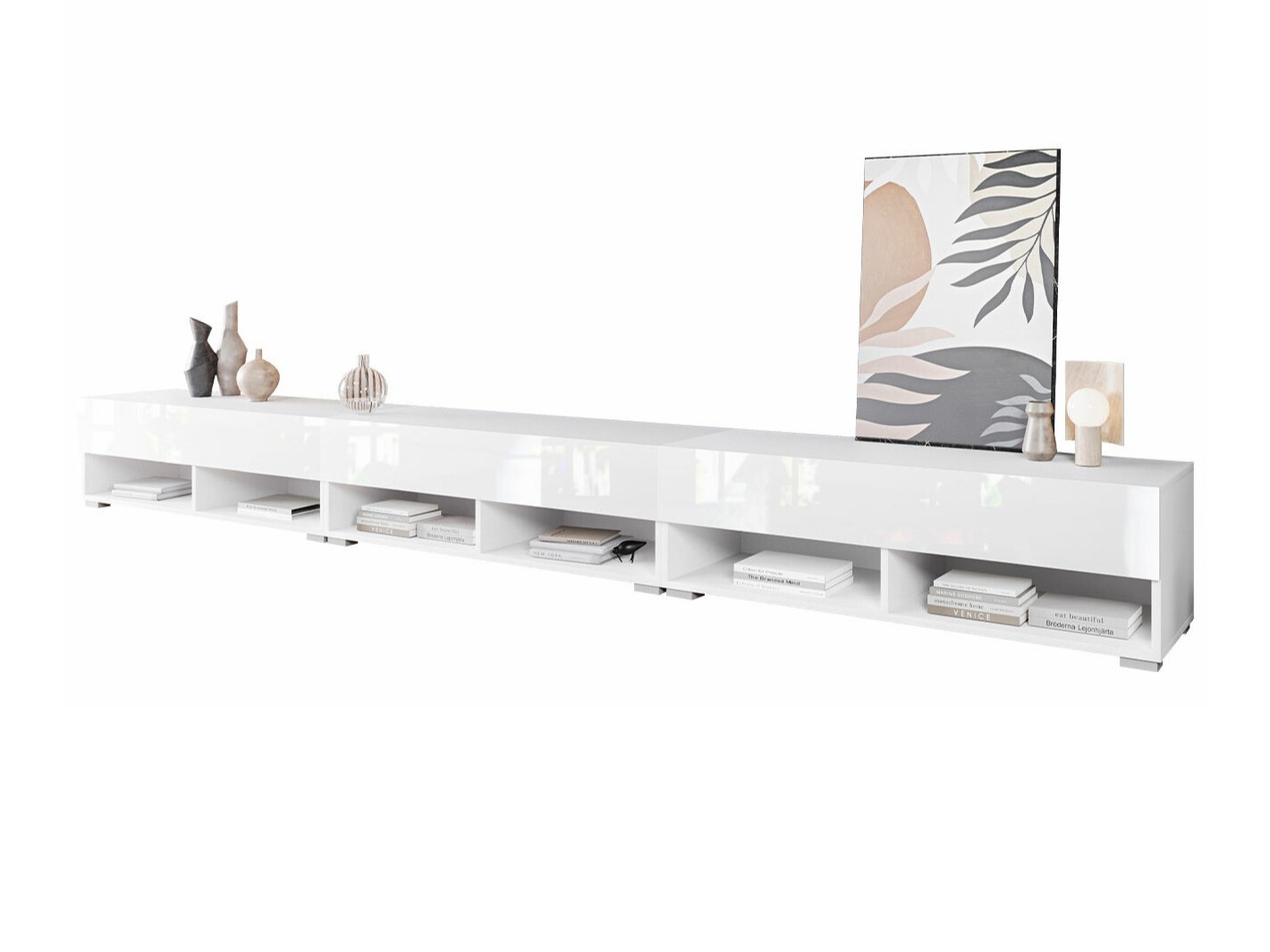 TV stand Sarasota 144 (White + Glossy white)