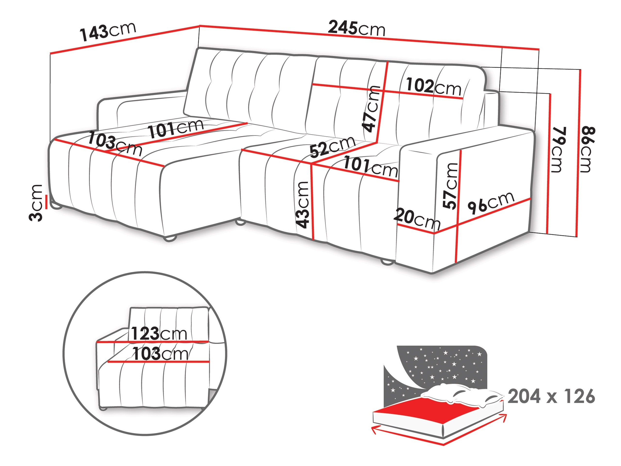 Corner sofa Cura (Bravo 17)