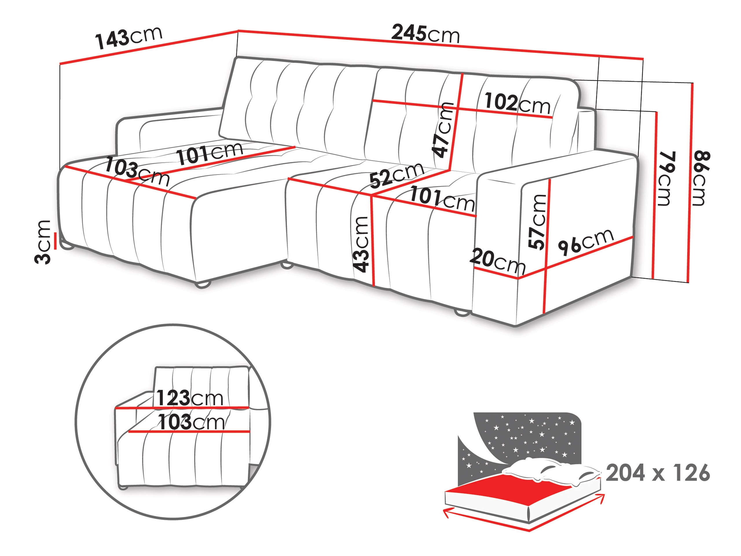 Corner sofa Cura (Bravo 21)