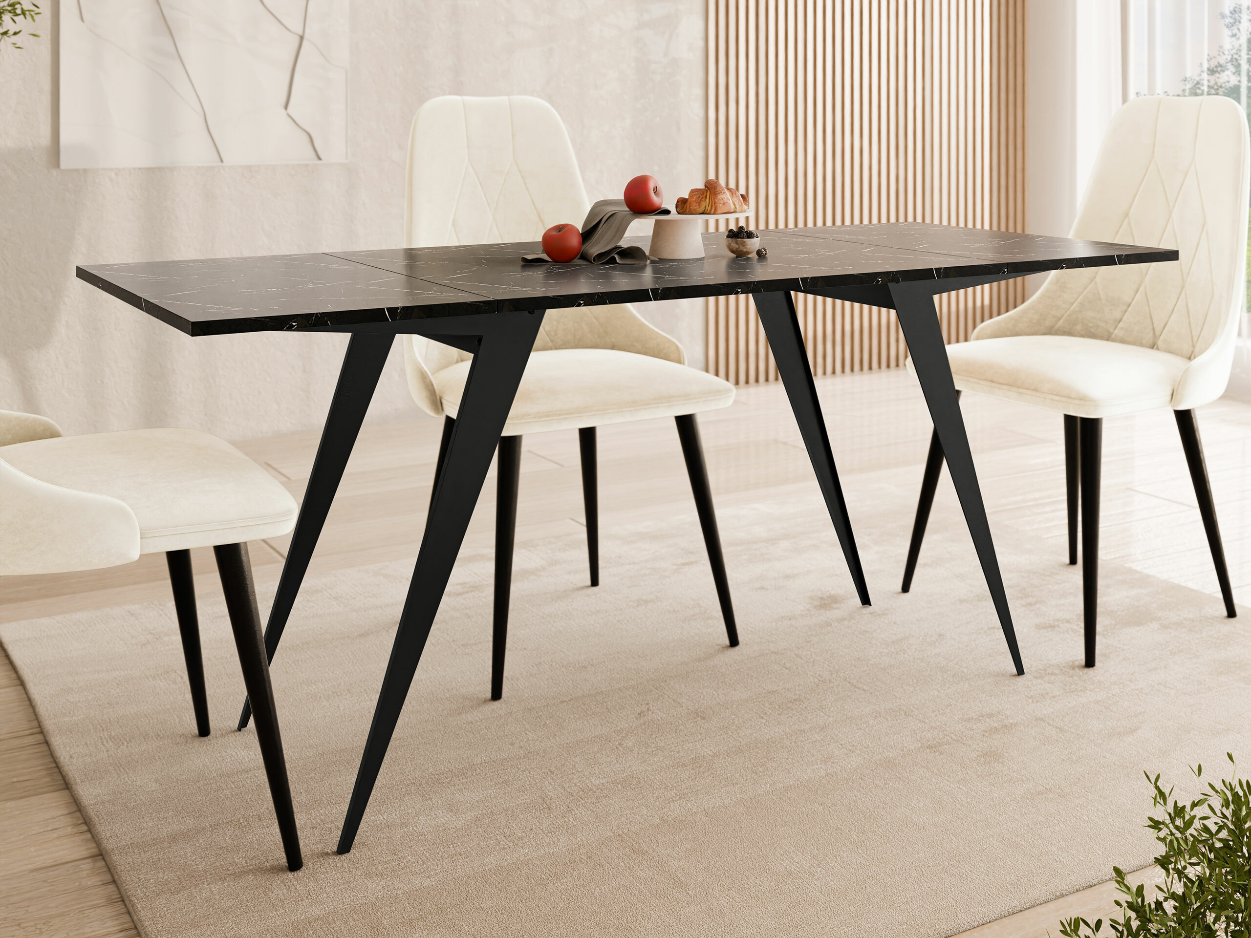 Coffee table transformer Oswego 150 (Black marble + Black)