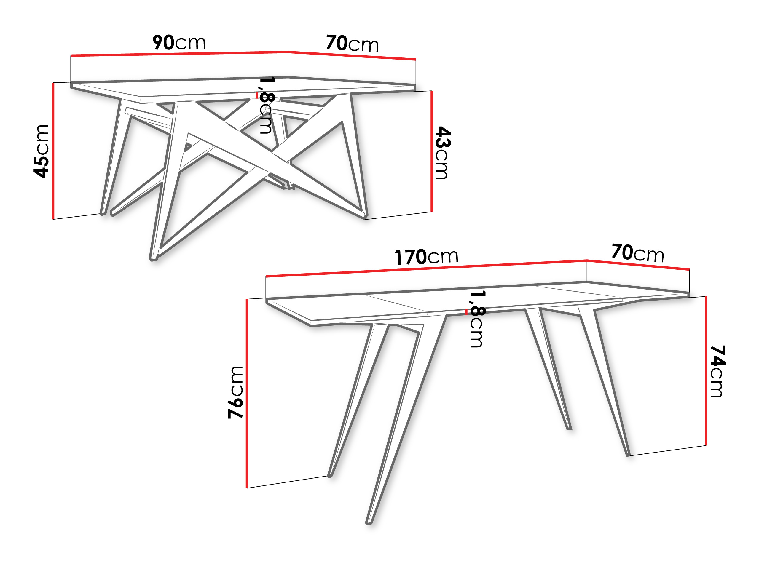 Coffee table transformer Oswego 150 (Graphite + Black)