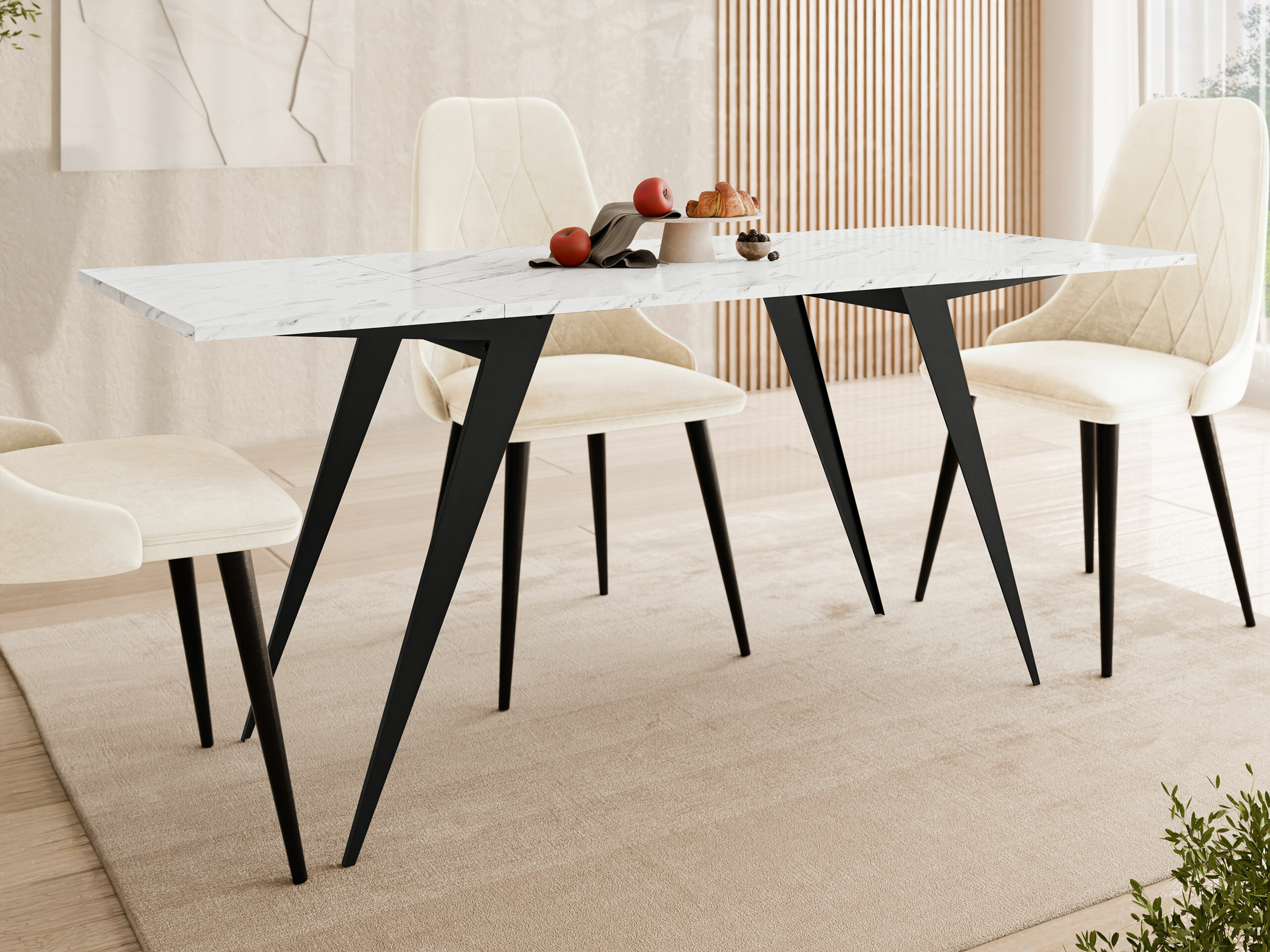 Coffee table transformer Oswego 150 (White marble + Black)