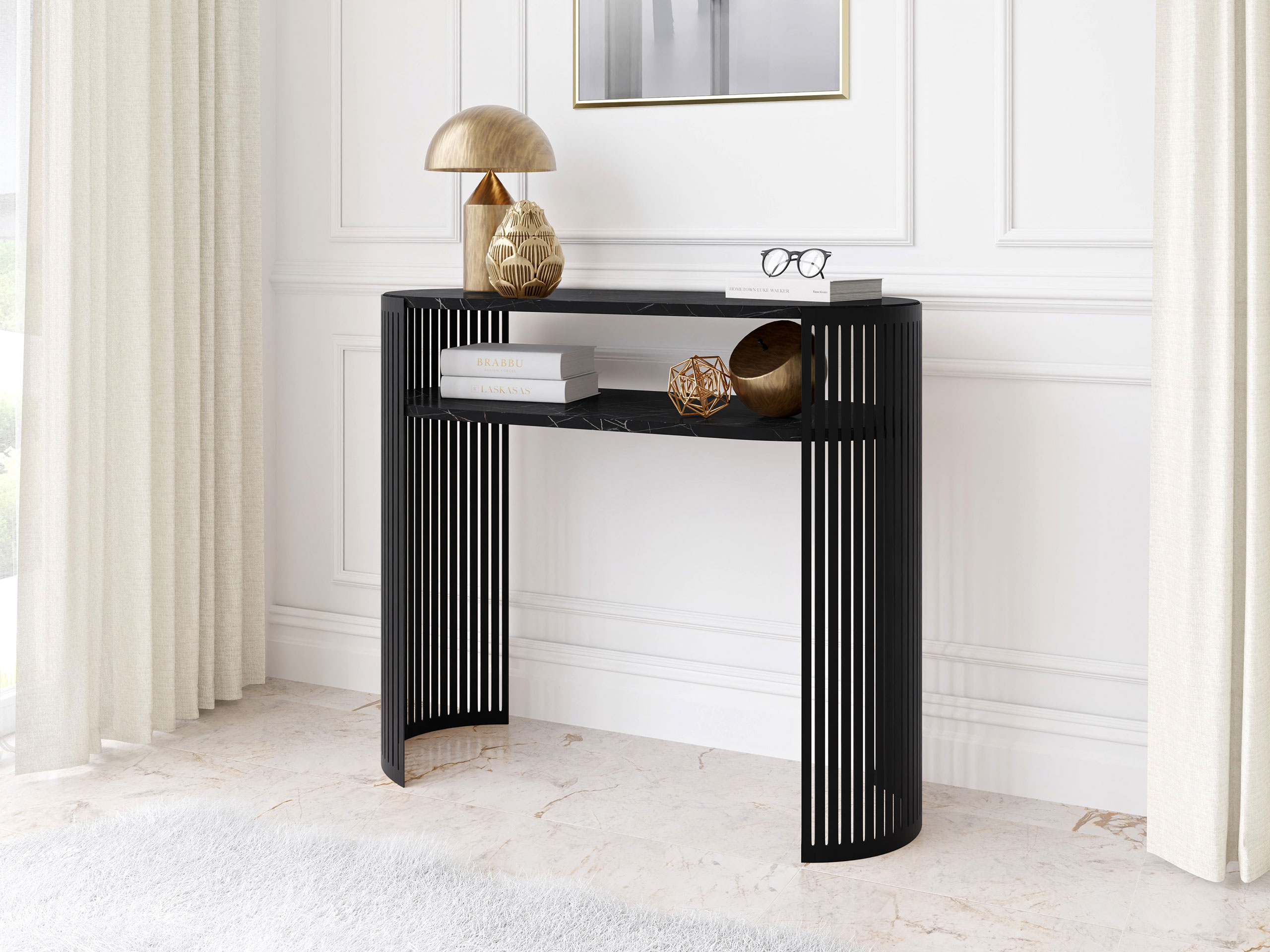 Console table Civer (Black + Black marble)