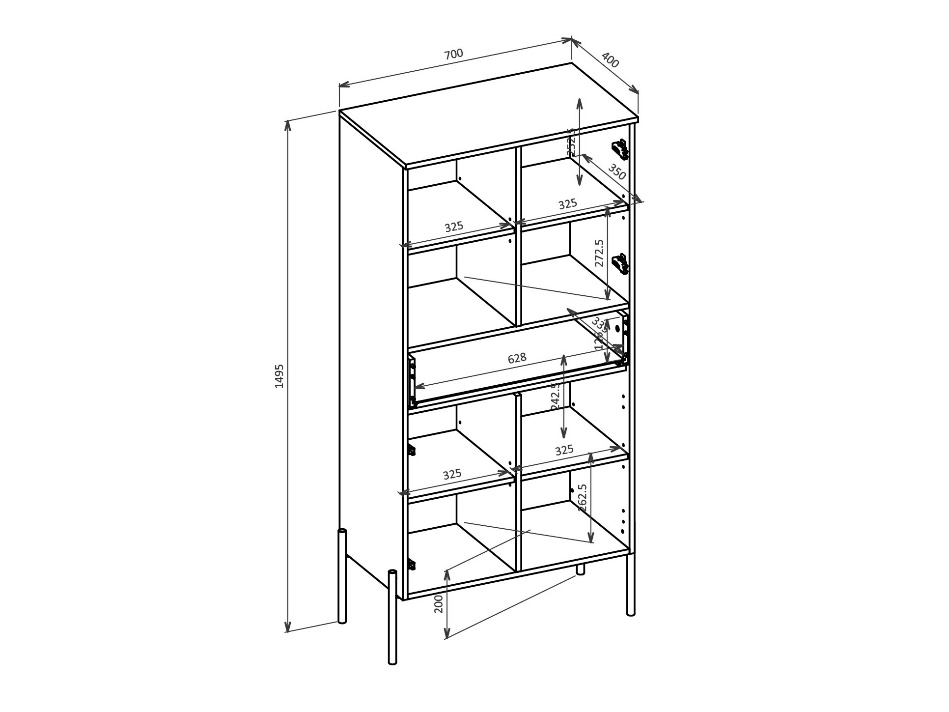 Bookcase Levtenu 120 (Cashmere)