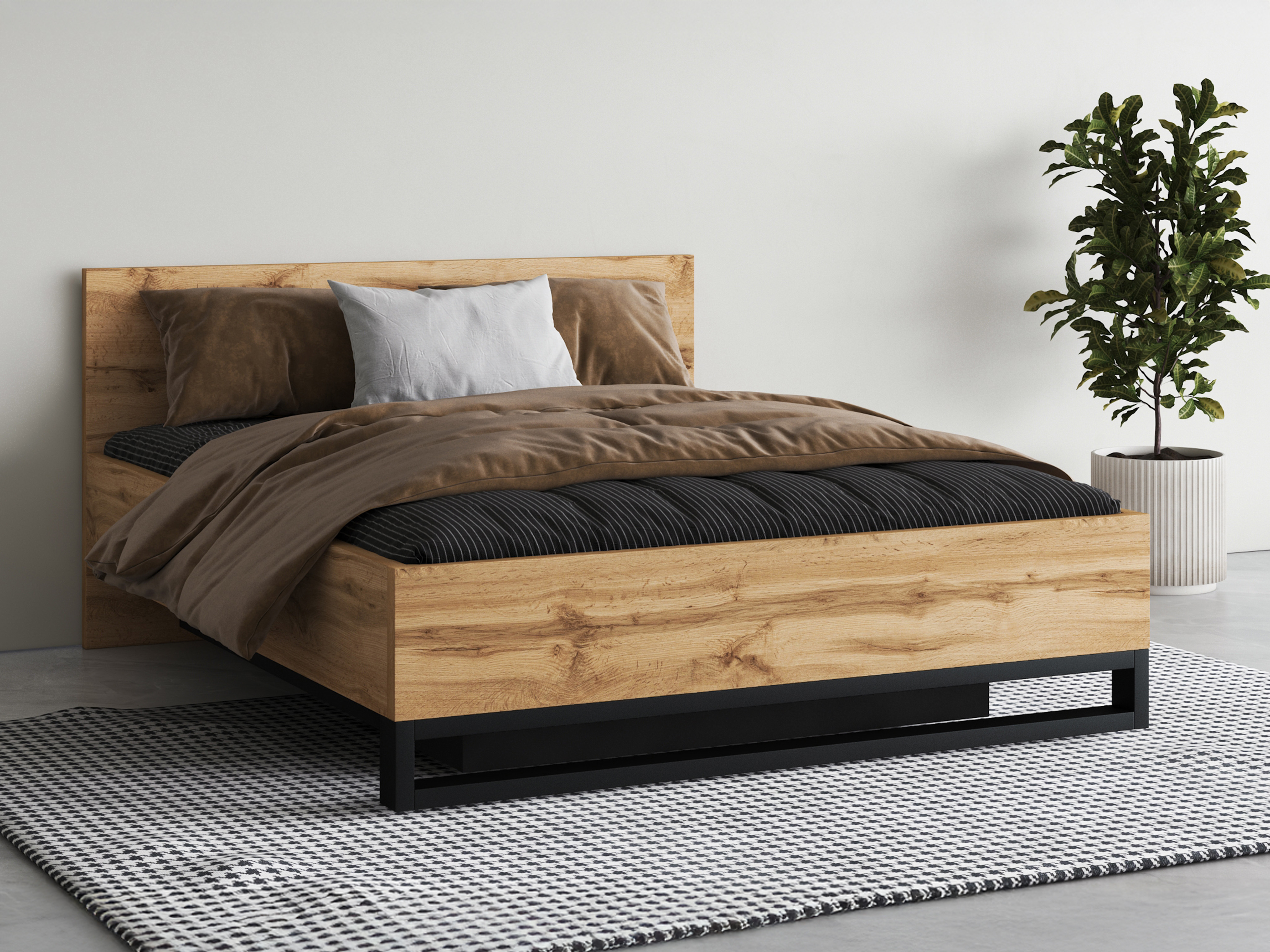 Bed Avicavu 118 (Wotan Oak + Black)