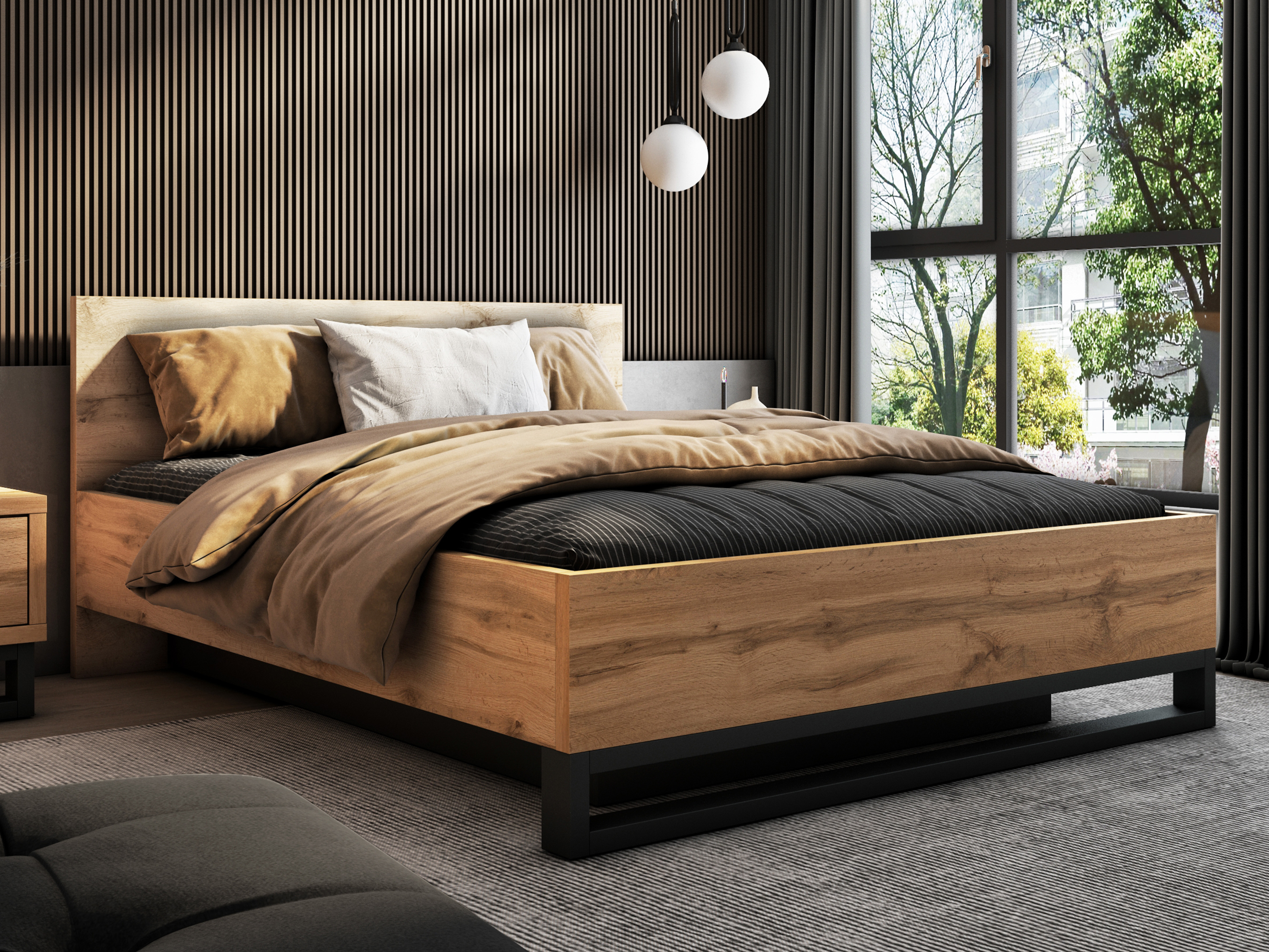 Bed Avicavu 118 (Wotan Oak + Black)