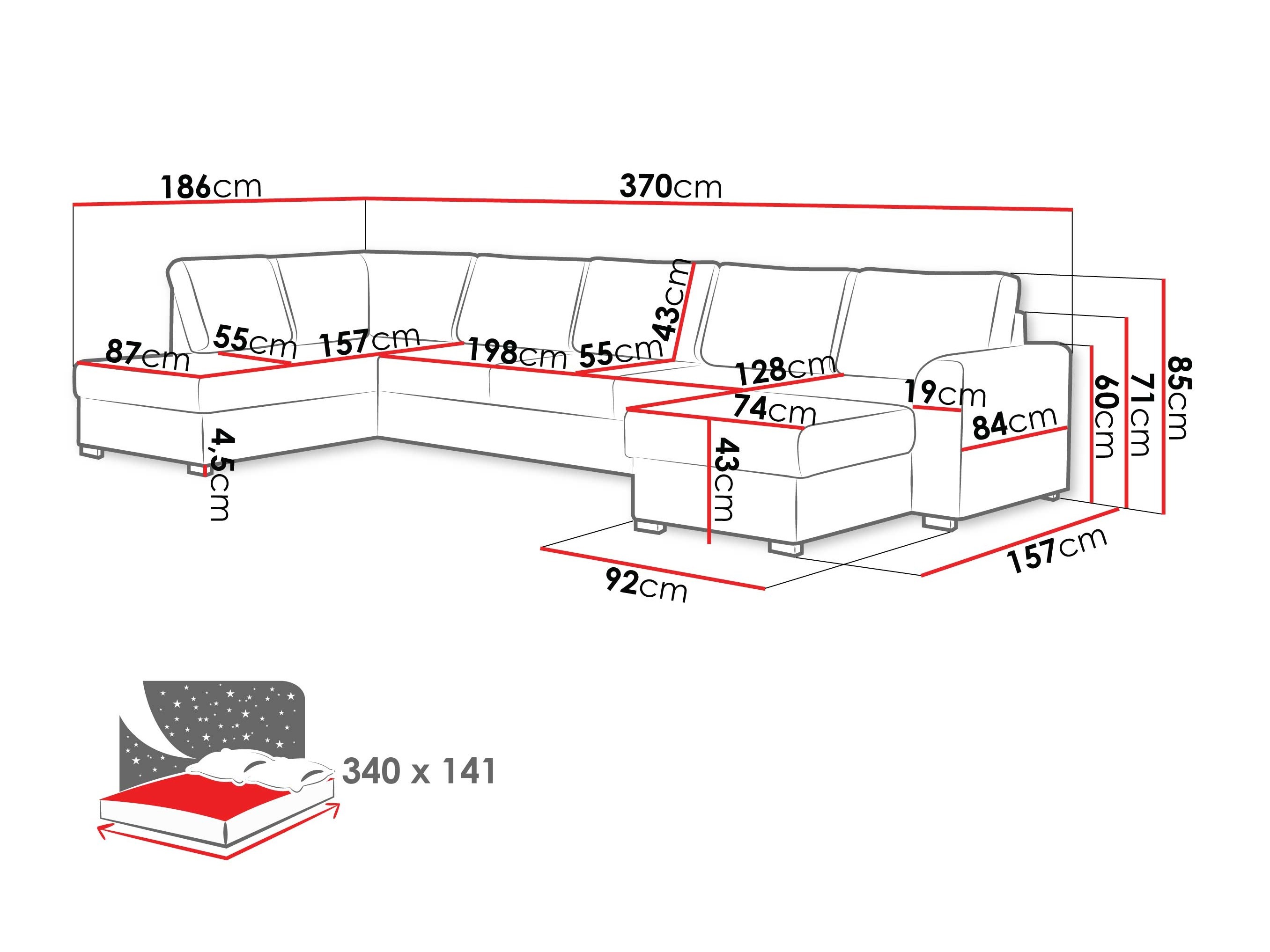 Corner sofa Comfivo Flumen III (Piano 26)