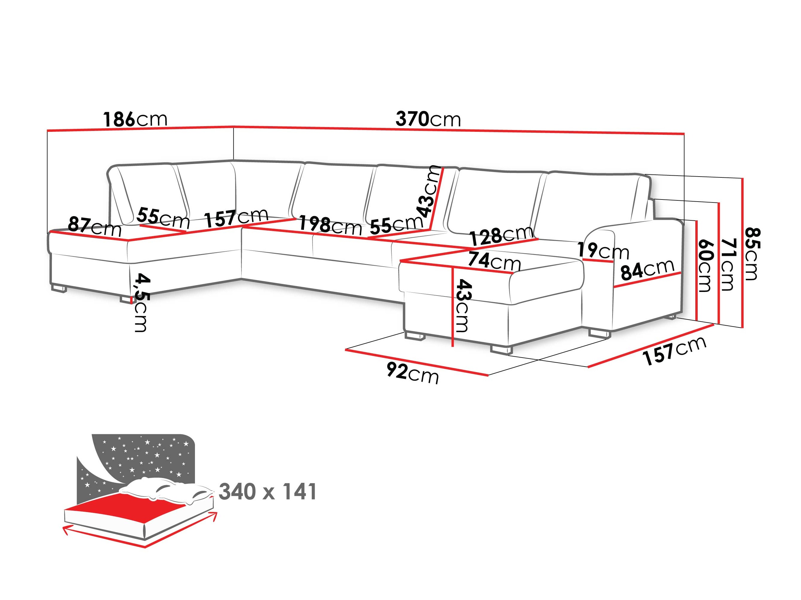 Corner sofa Comfivo Flumen III (Piano 28)