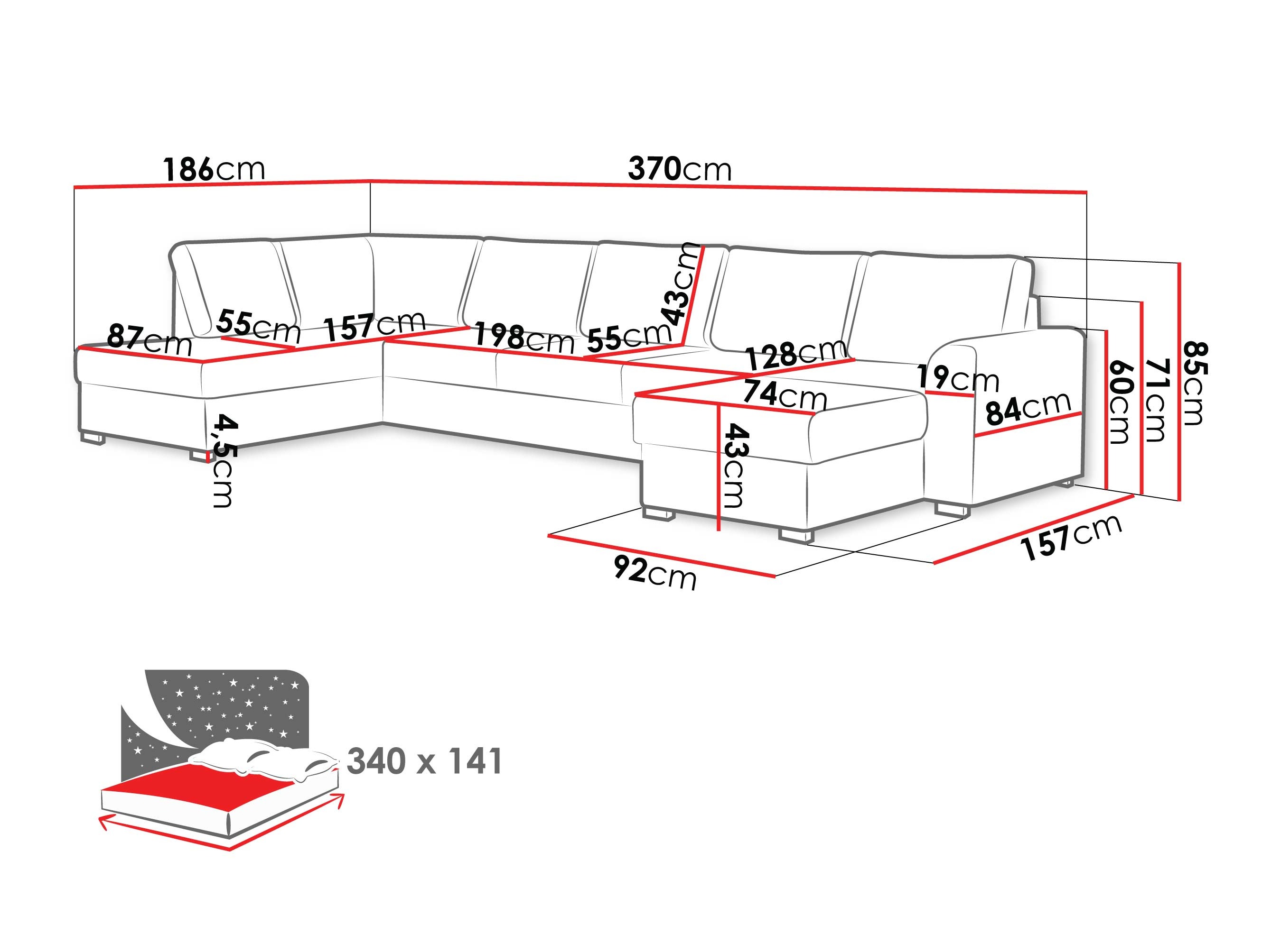 Corner sofa Comfivo Flumen III (Zoya 01)
