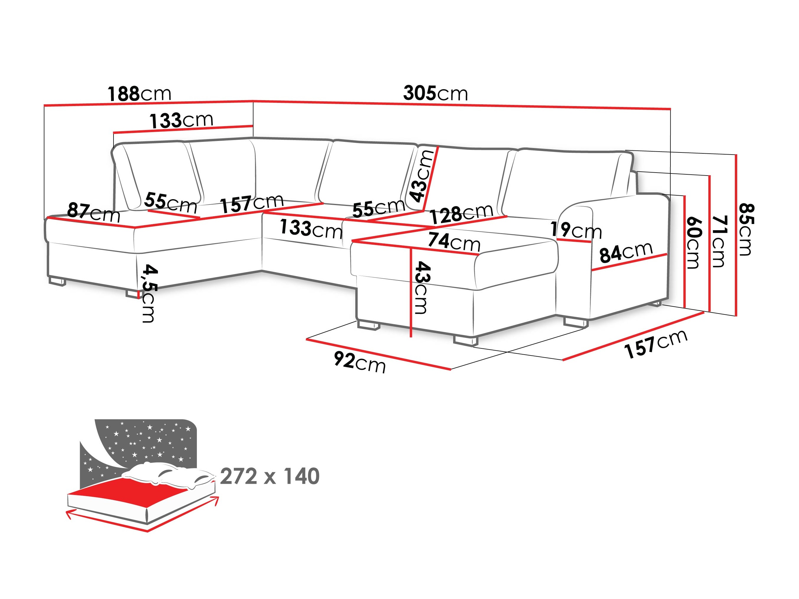 Corner sofa Comfivo Flumen (Piano 26)