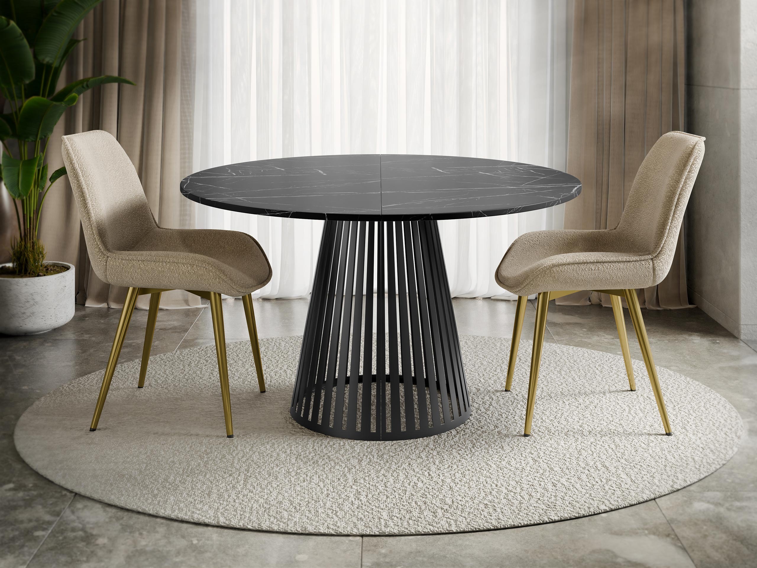 Table Prudentia (Black marble + Black)