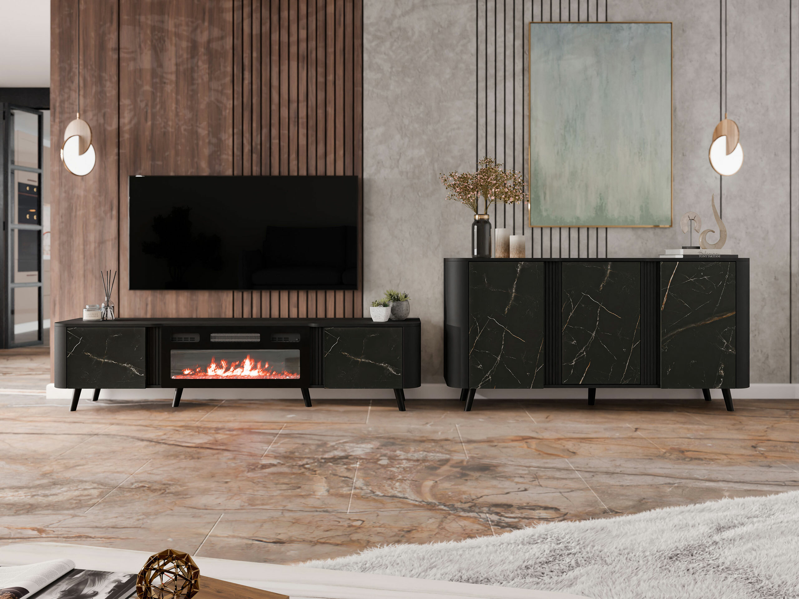 Sideboard Modus (Black + Black marble)