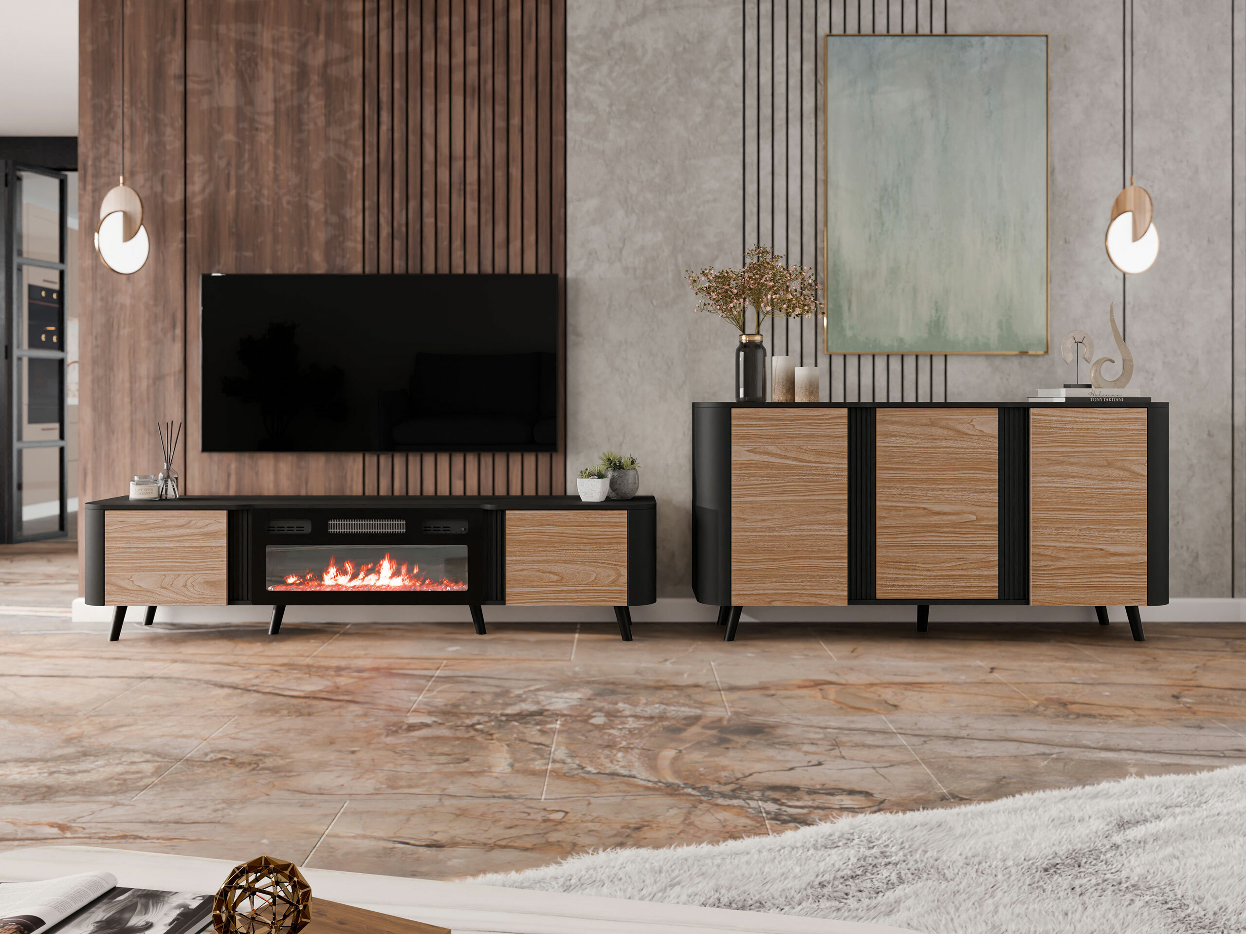 Sideboard Modus (Black + Walnut)