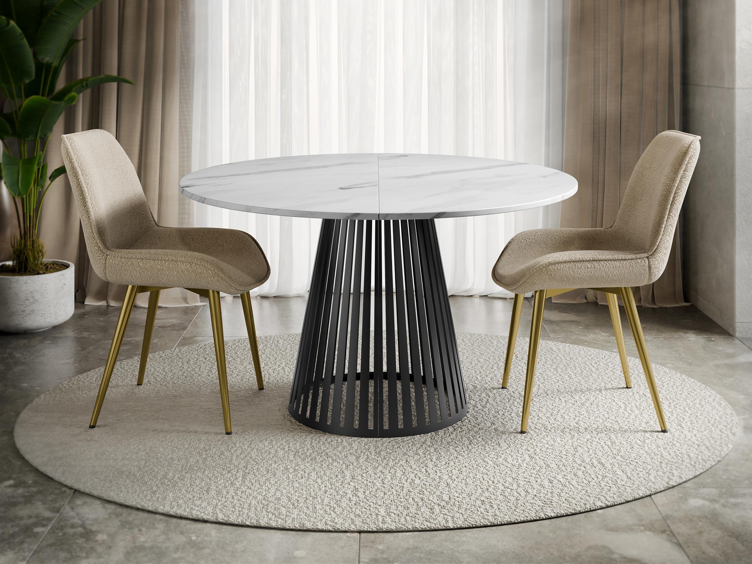 Table Prudentia II (White marble + Black)