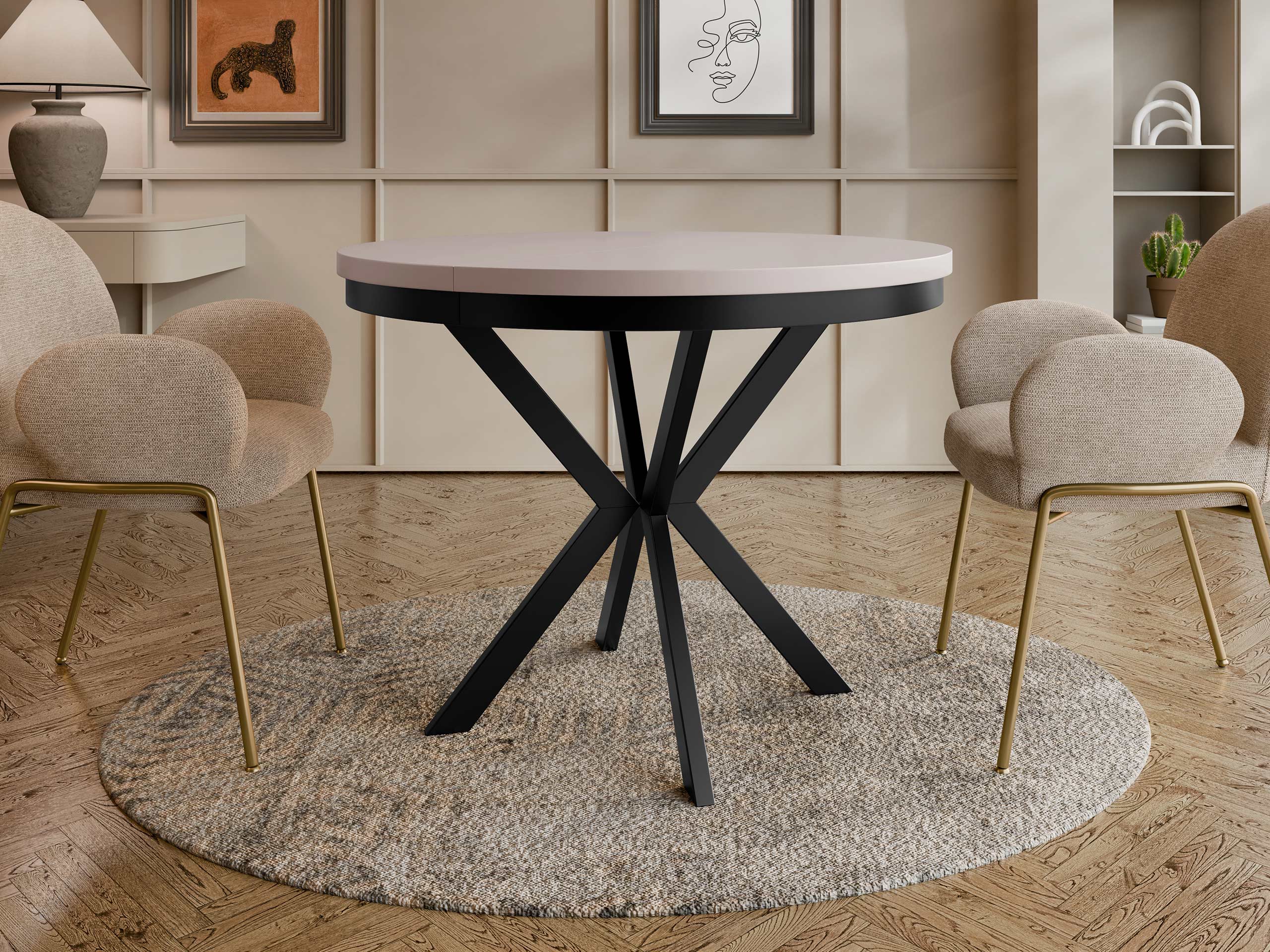 Table Oswego 156 (Cashmere + Black)
