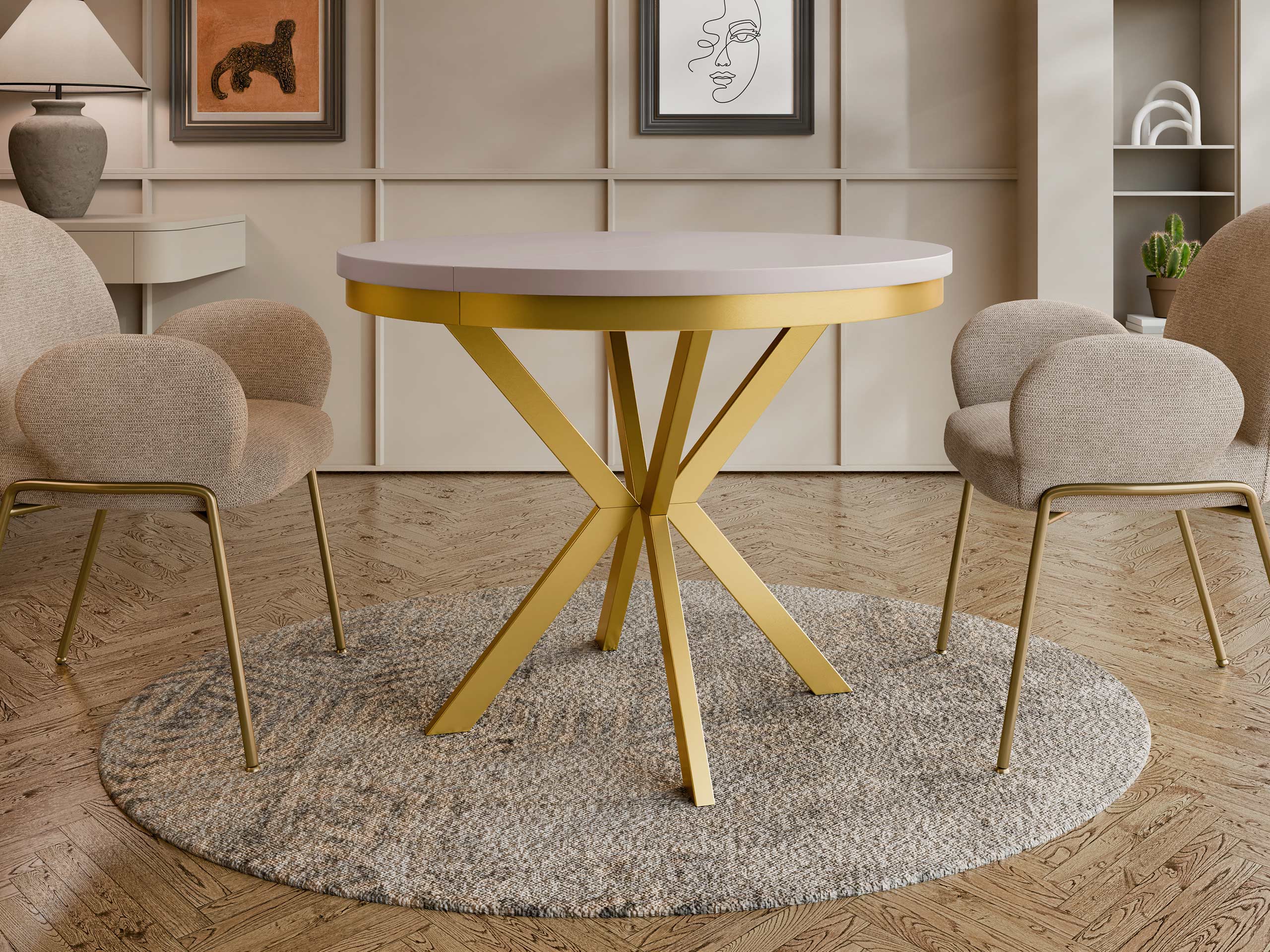 Table Oswego 156 (Cashmere + Golden)