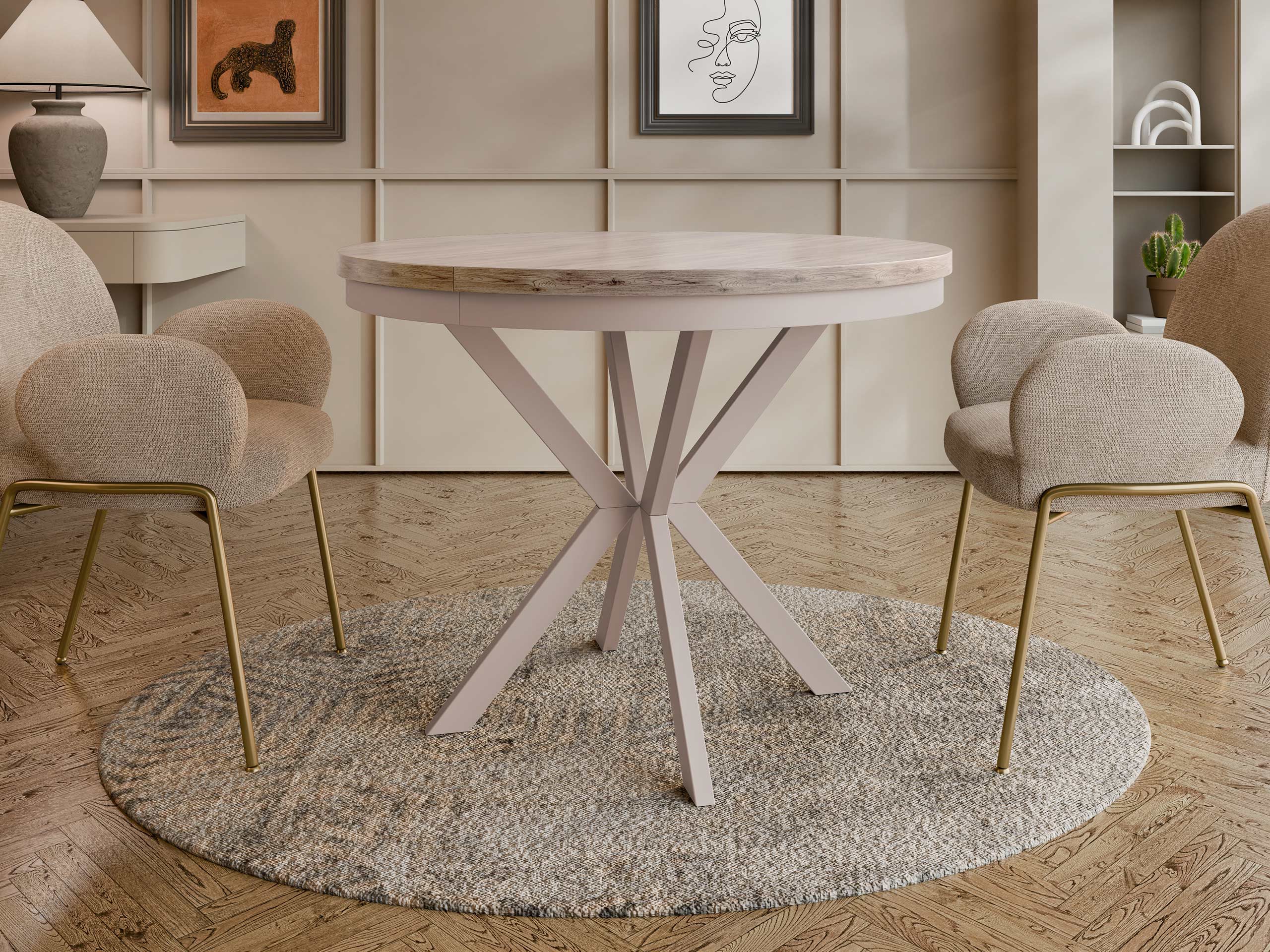Table Oswego 156 (Light wood + Cashmere)
