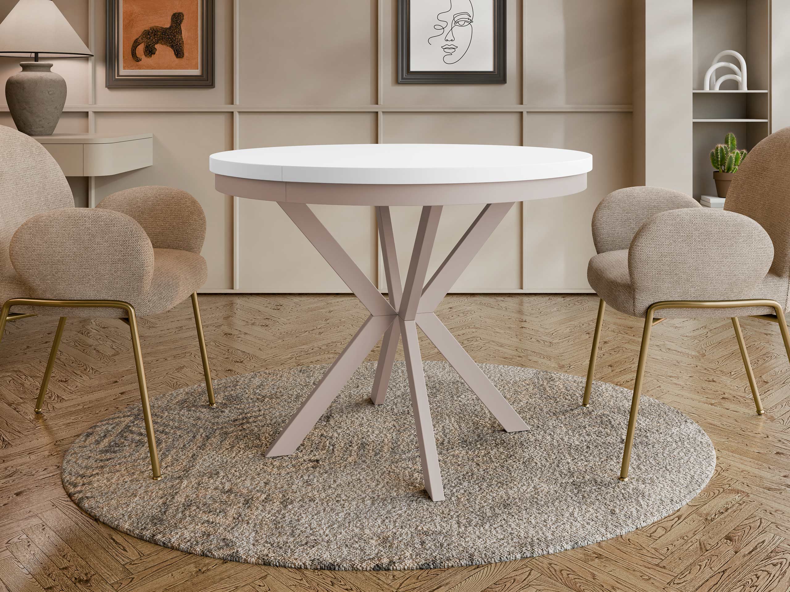 Table Oswego 156 (White + Cashmere)
