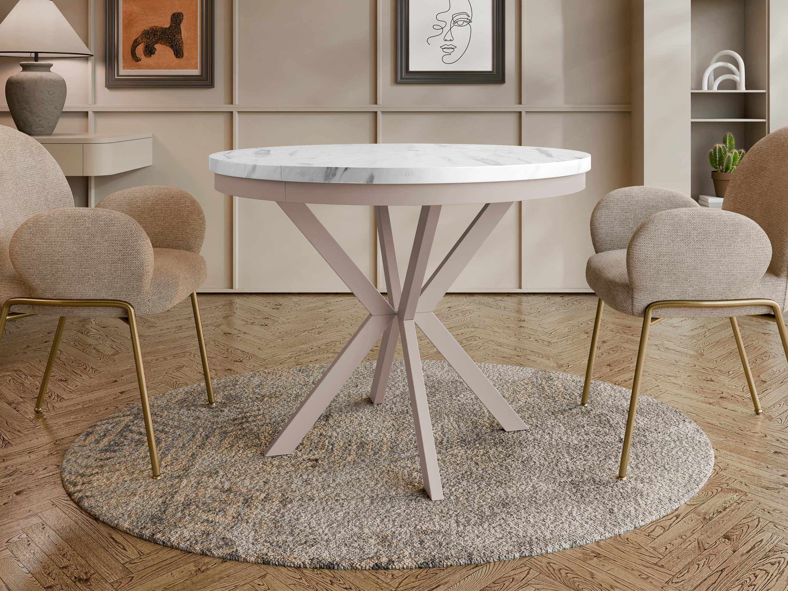 Table Oswego 157 (White marble + Cashmere)