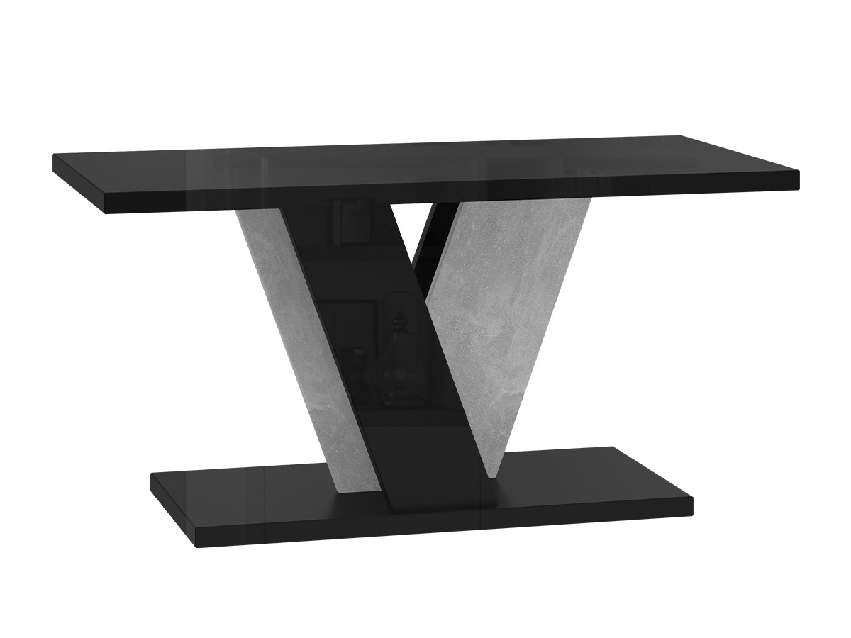 Coffee table Goodyear 128 (Glossy black + Concrete)