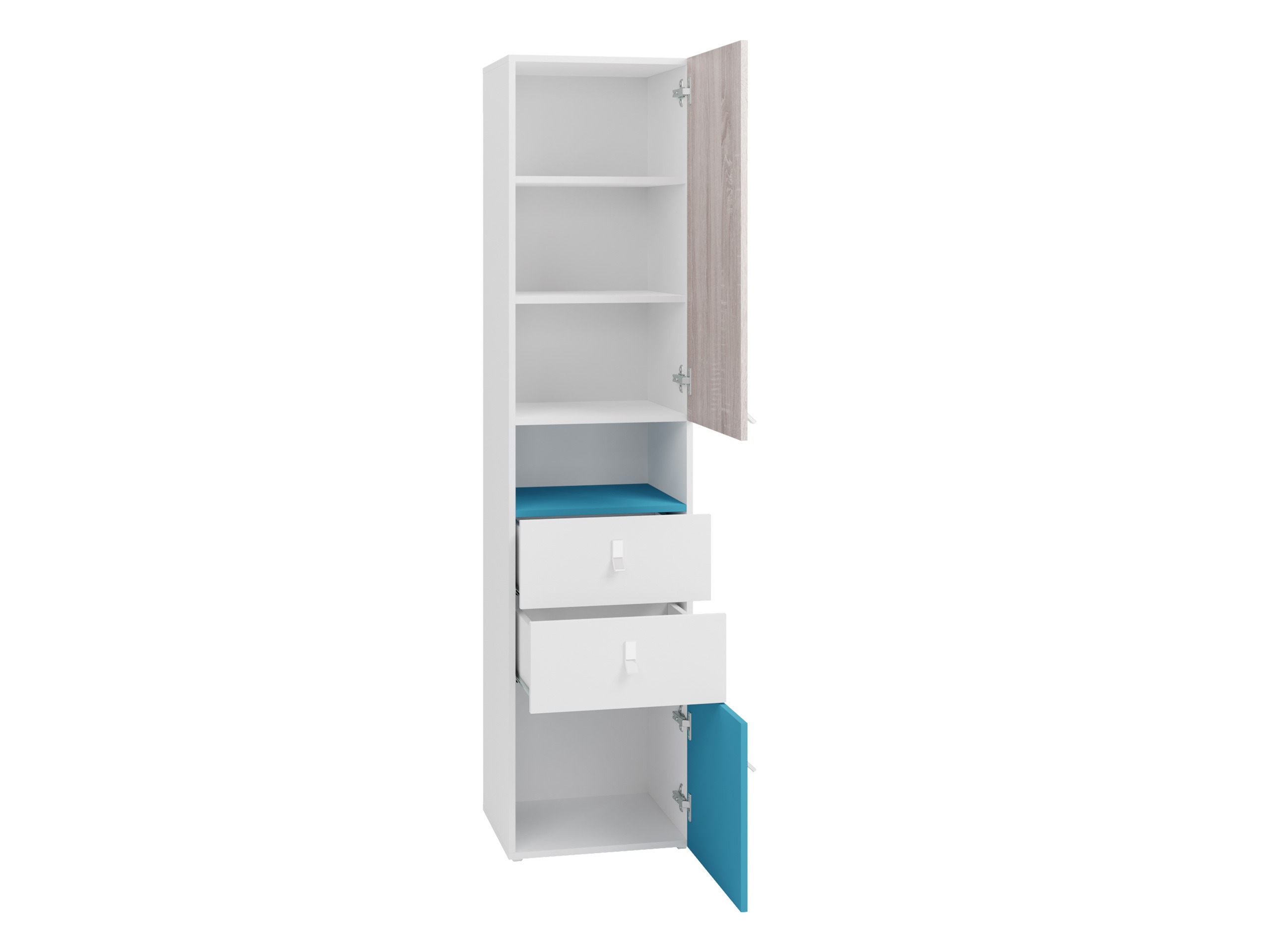 Bookcase Camteso 102 (White + Oak + Turquoise)