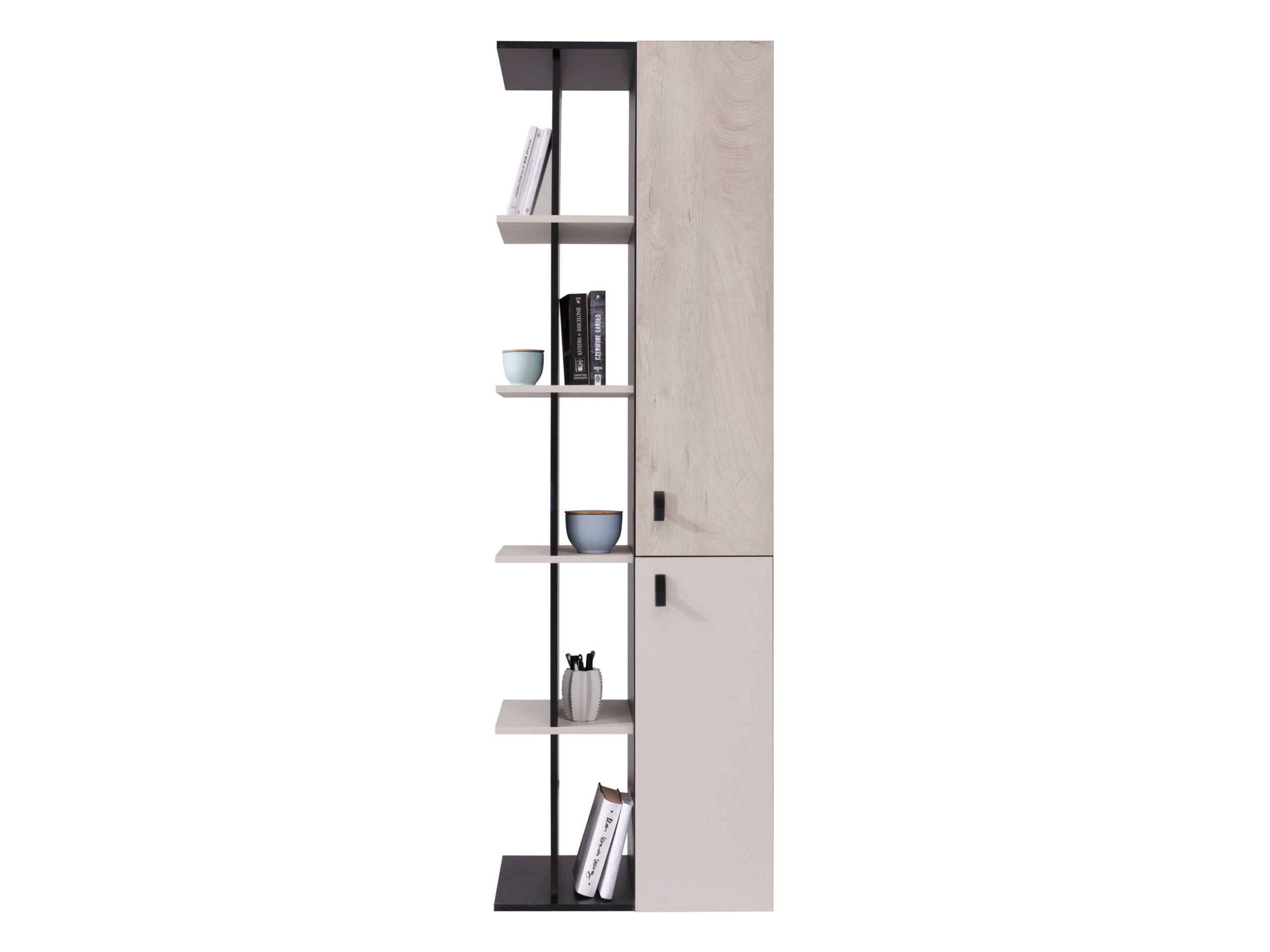 Bookcase Camteso 103 (Black + Oak + Beige)