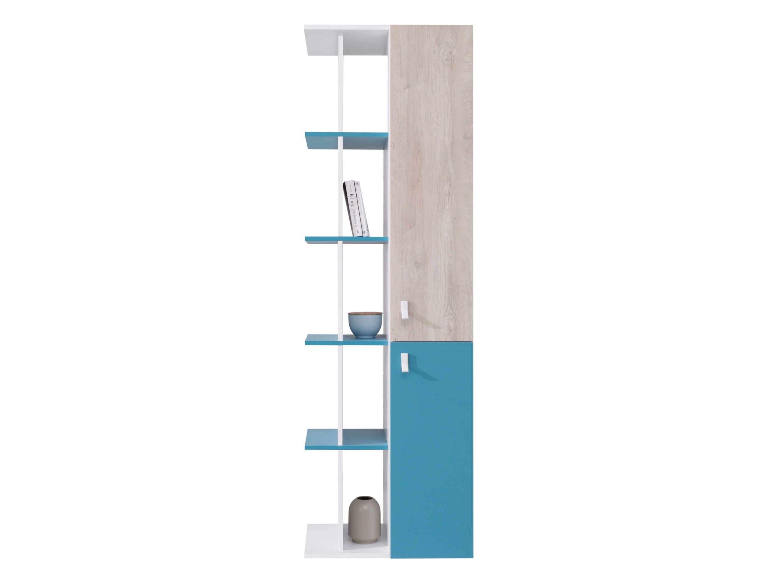 Bookcase Camteso 103 (White + Oak + Turquoise)