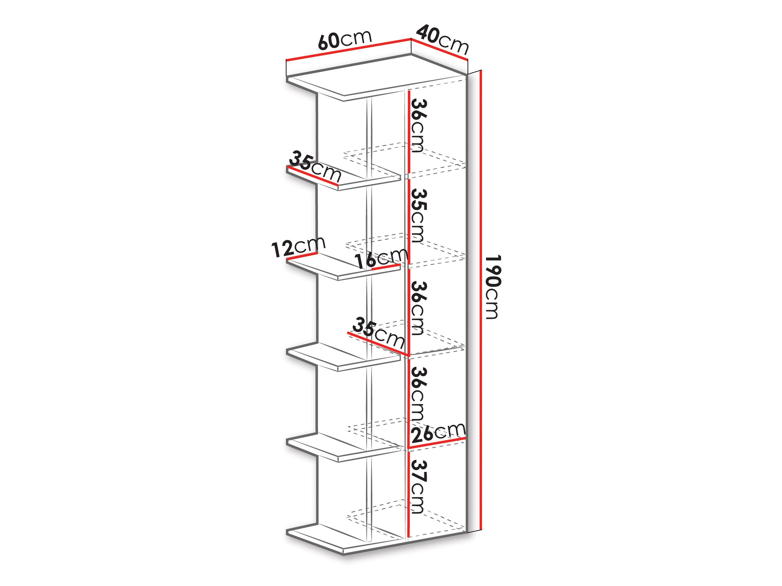 Bookcase Camteso 103 (White + Oak + Turquoise)