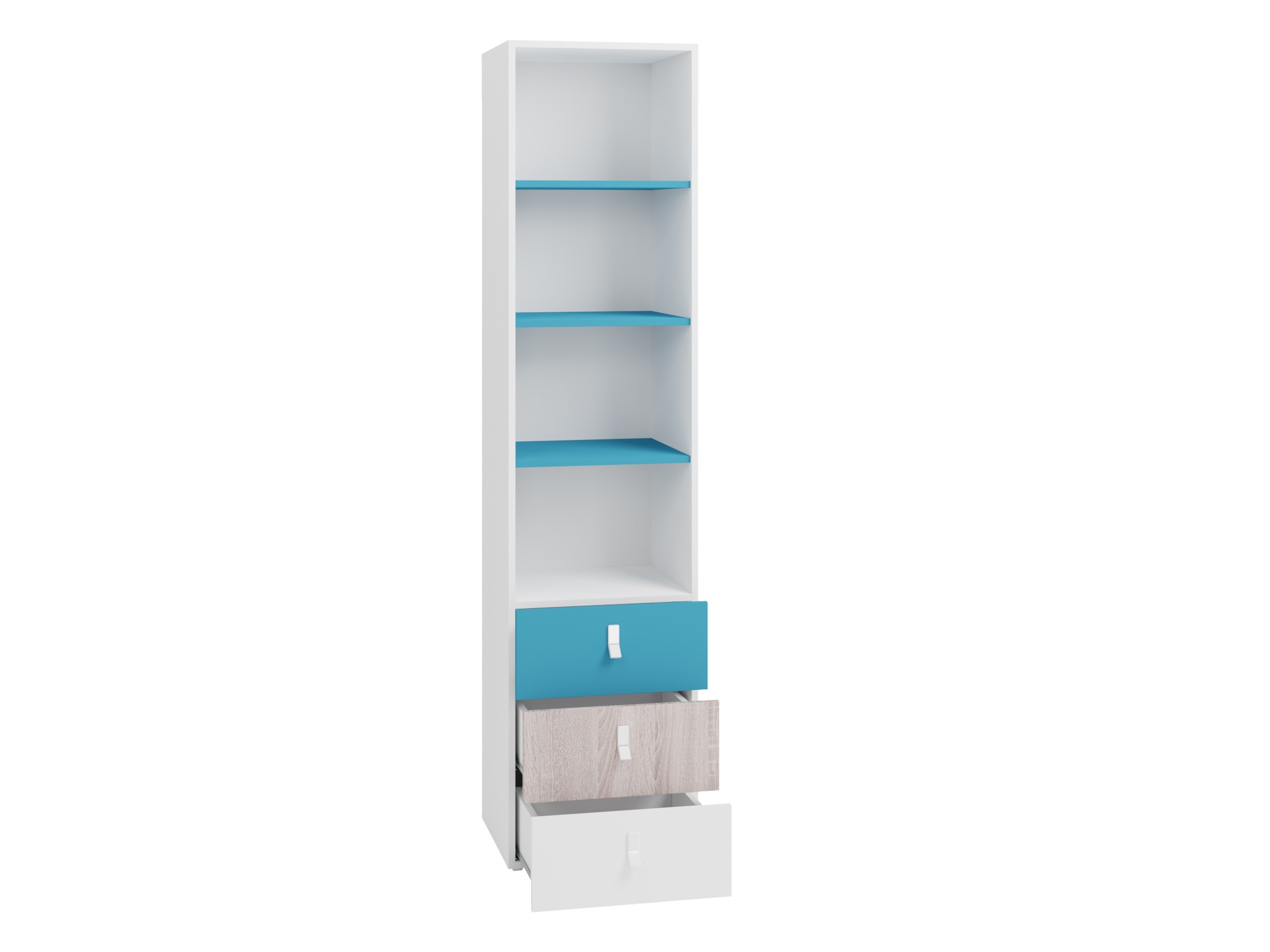Bookcase Camteso 104 (White + Oak + Turquoise)