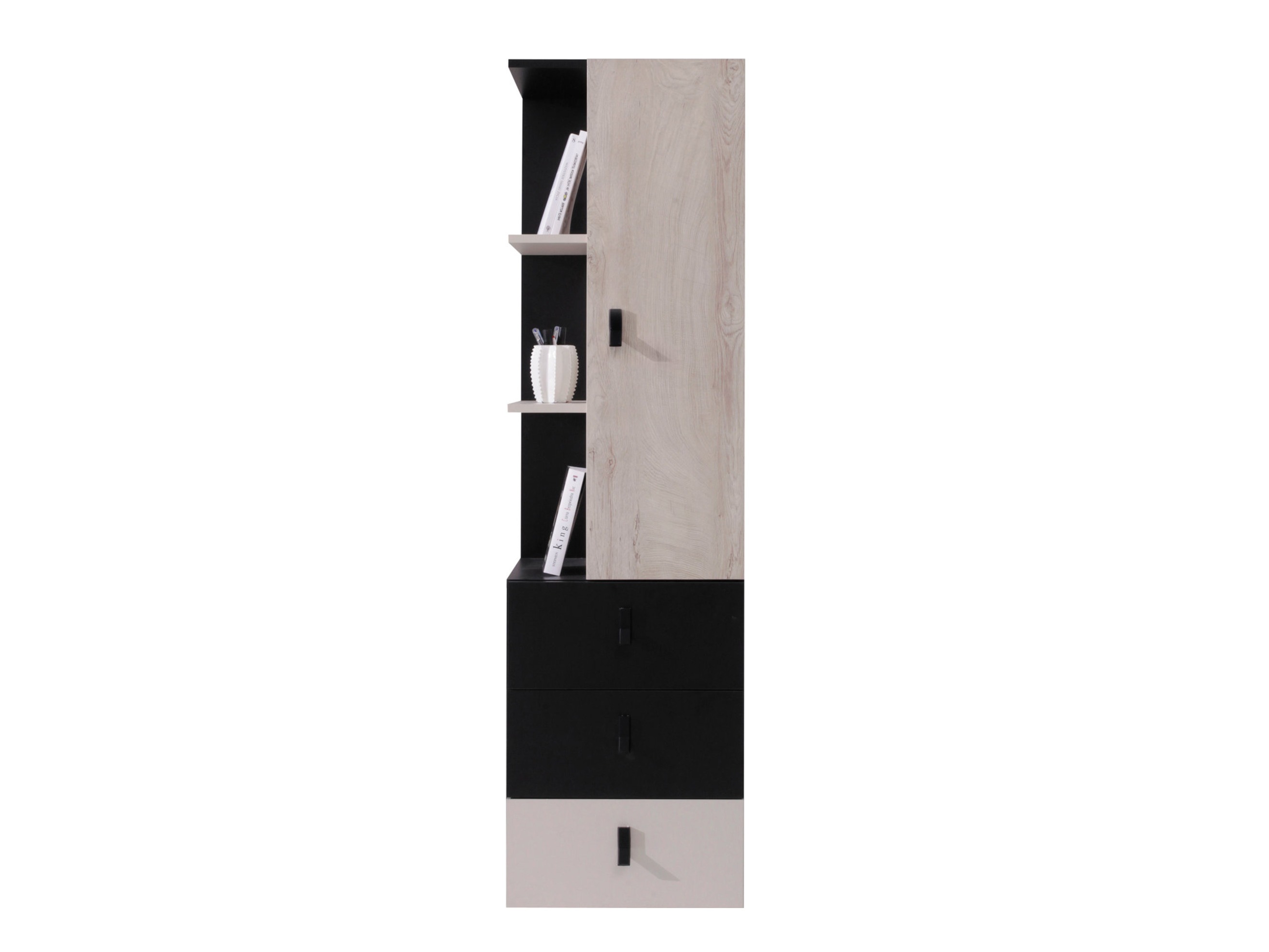 Bookcase Camteso 105 (Black + Oak + Beige)