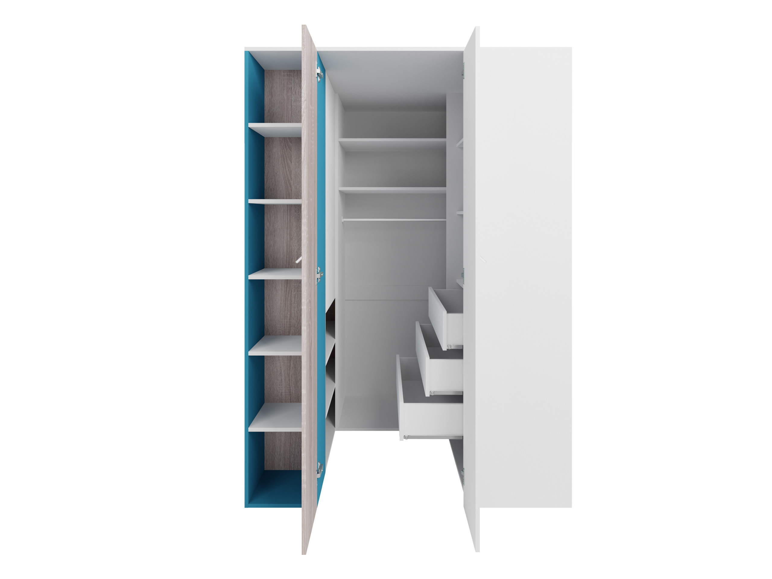 Corner wardrobe Camteso 113 (Black + Oak + Beige)