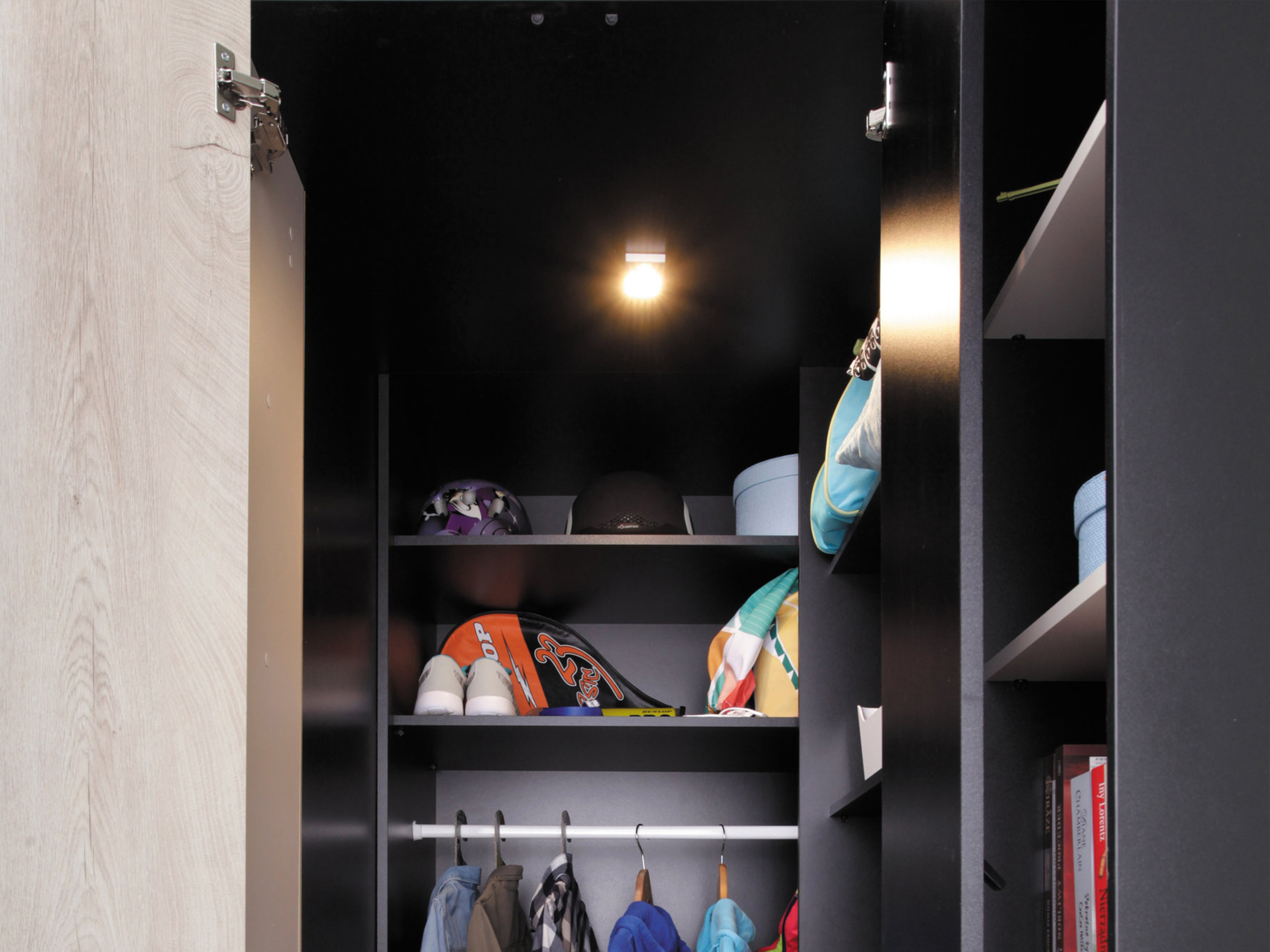 Corner wardrobe Camteso 113 (White + Oak + Turquoise)