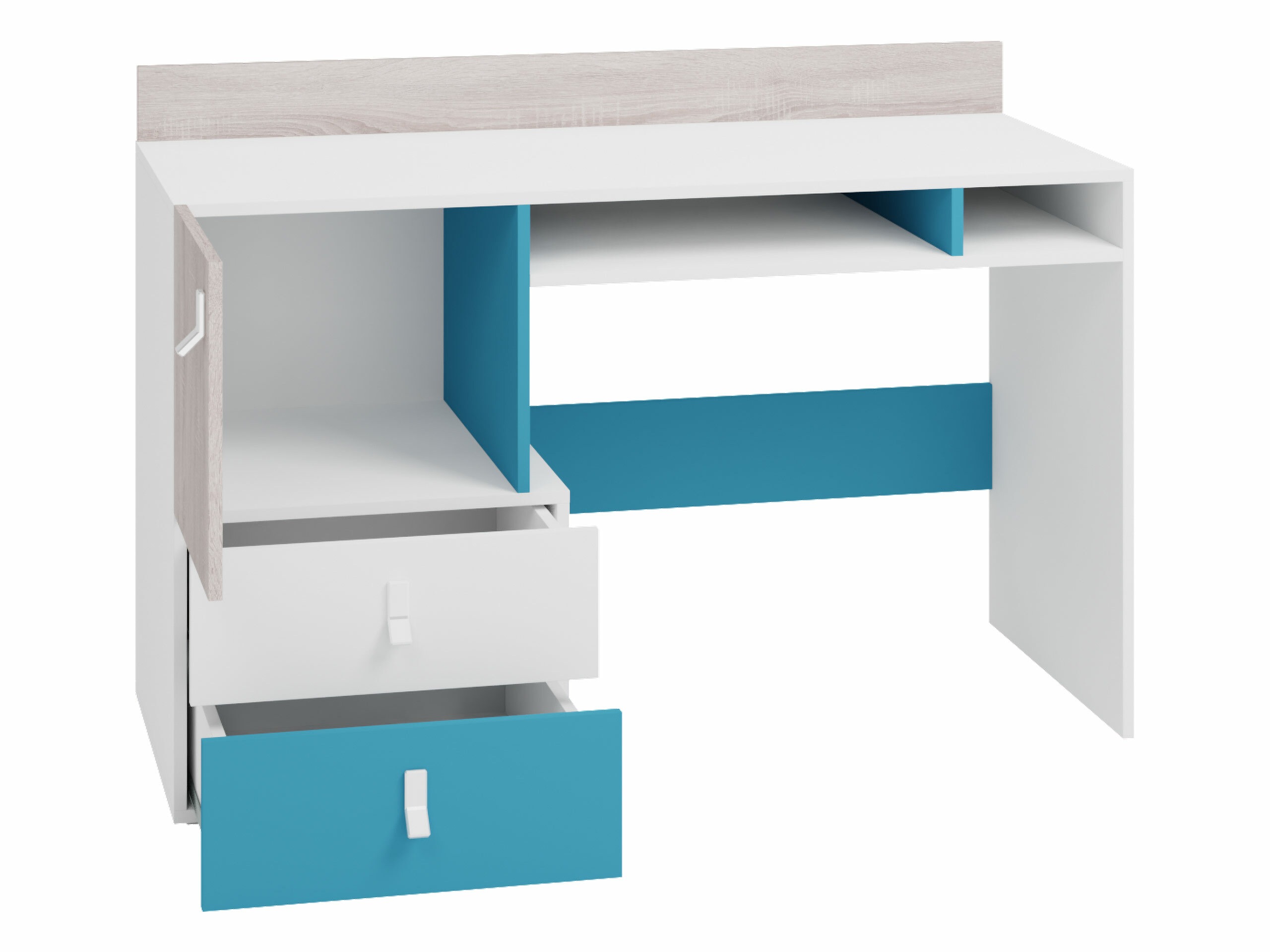 Desk Camteso 107 (White + Oak + Turquoise)