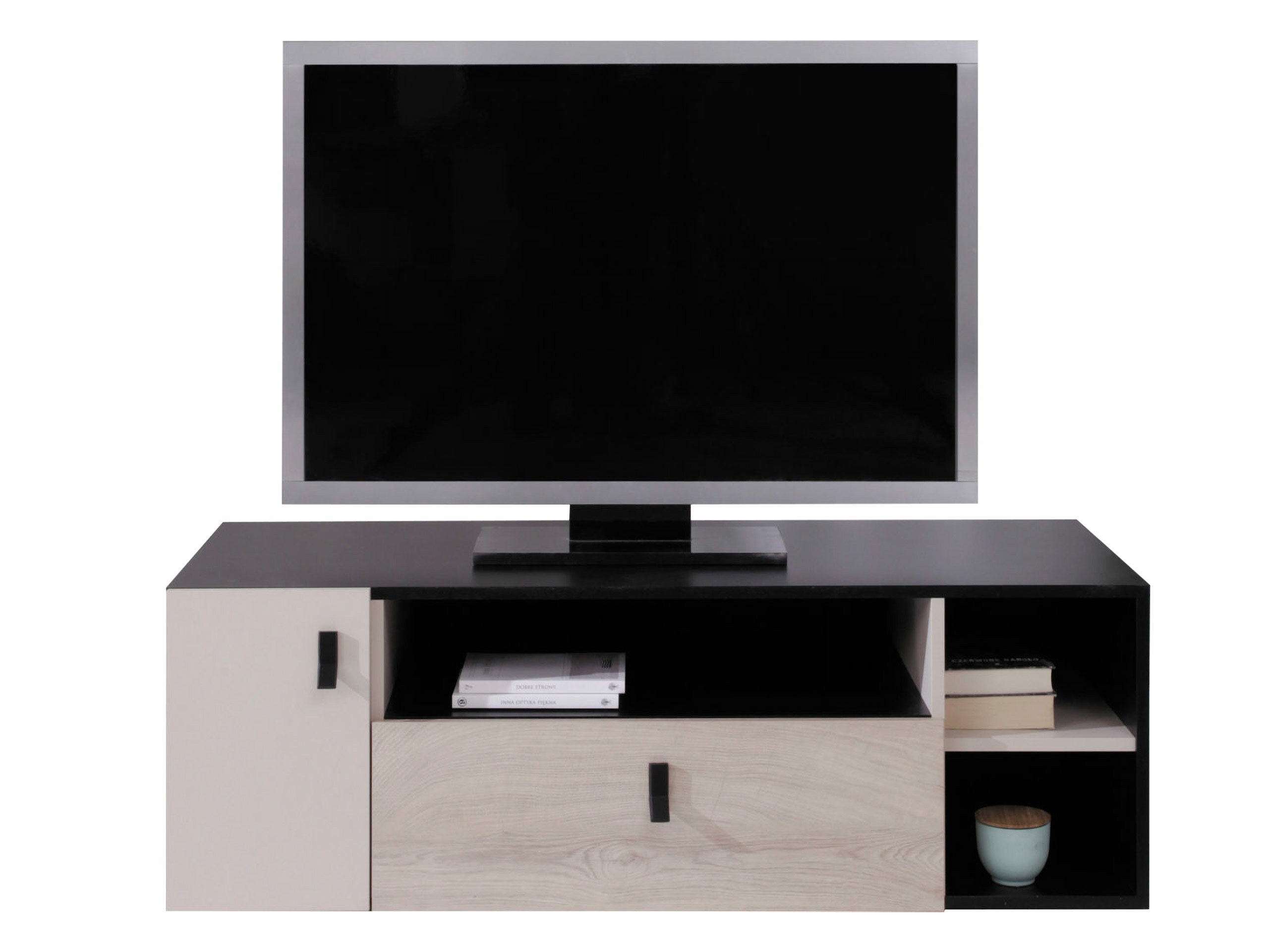 TV stand Camteso 108 (Black + Oak + Beige)