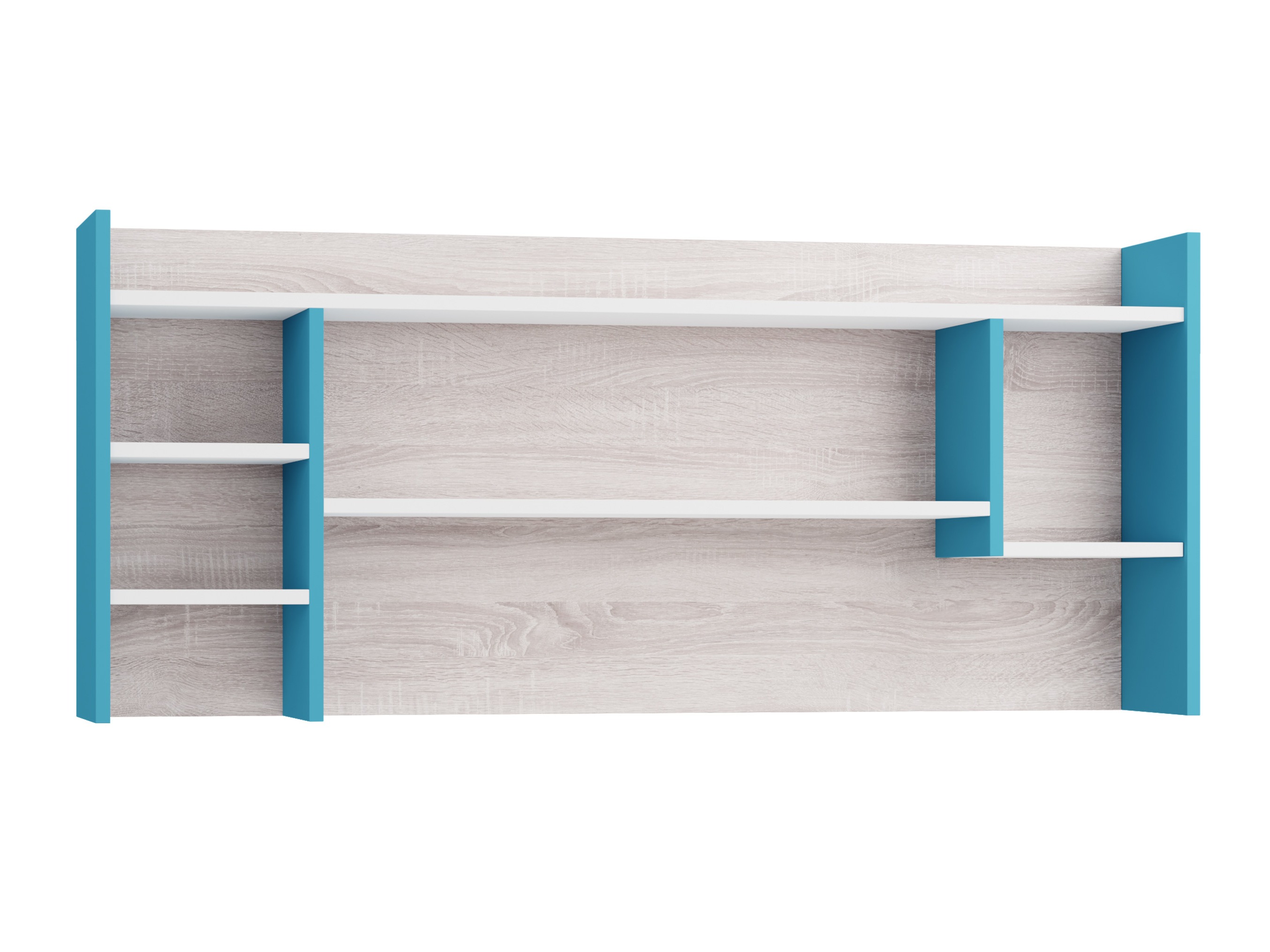 Wall shelf Camteso 109 (White + Oak + Turquoise)