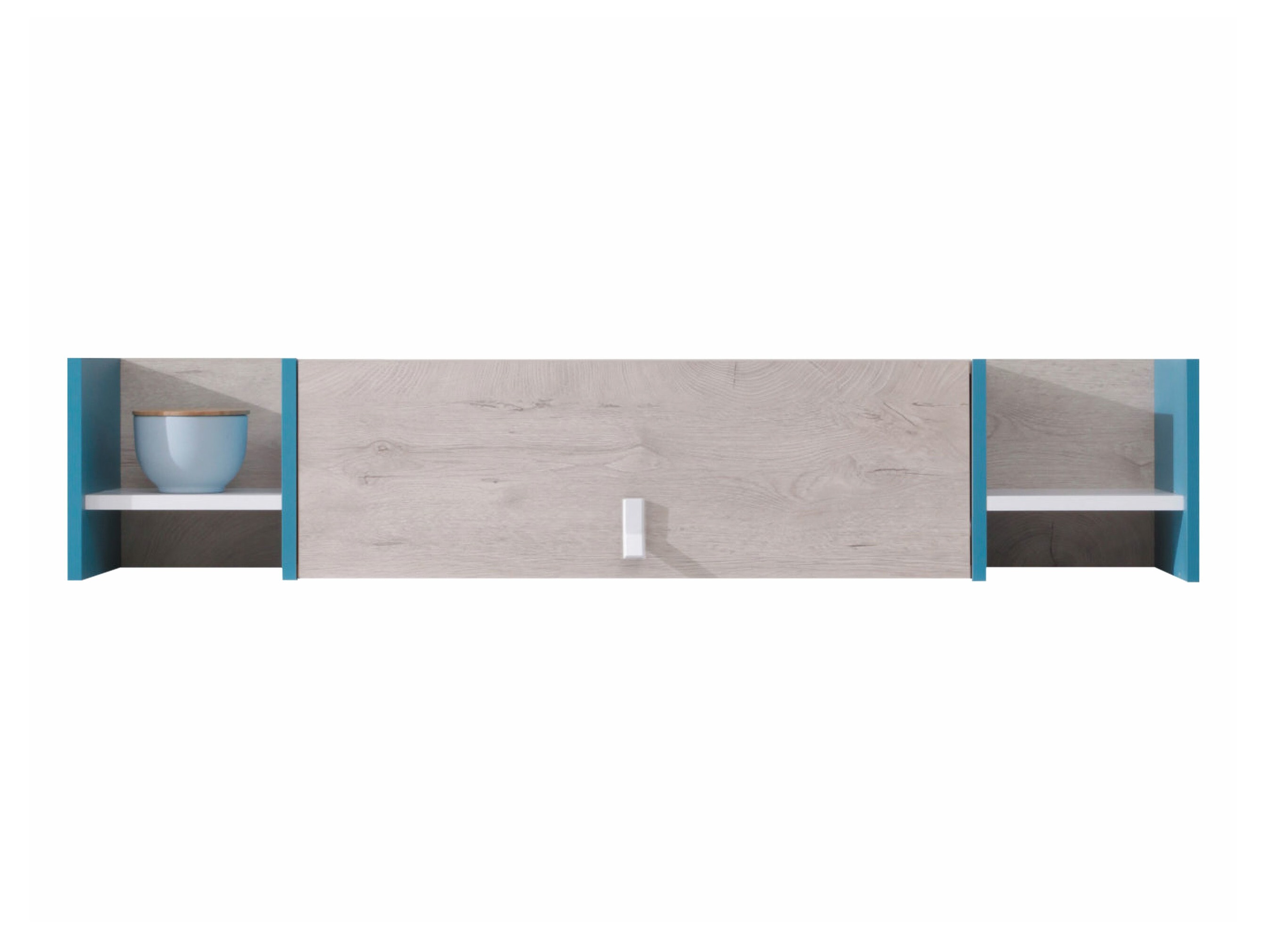 Wall shelf Camteso 110 (White + Oak + Turquoise)