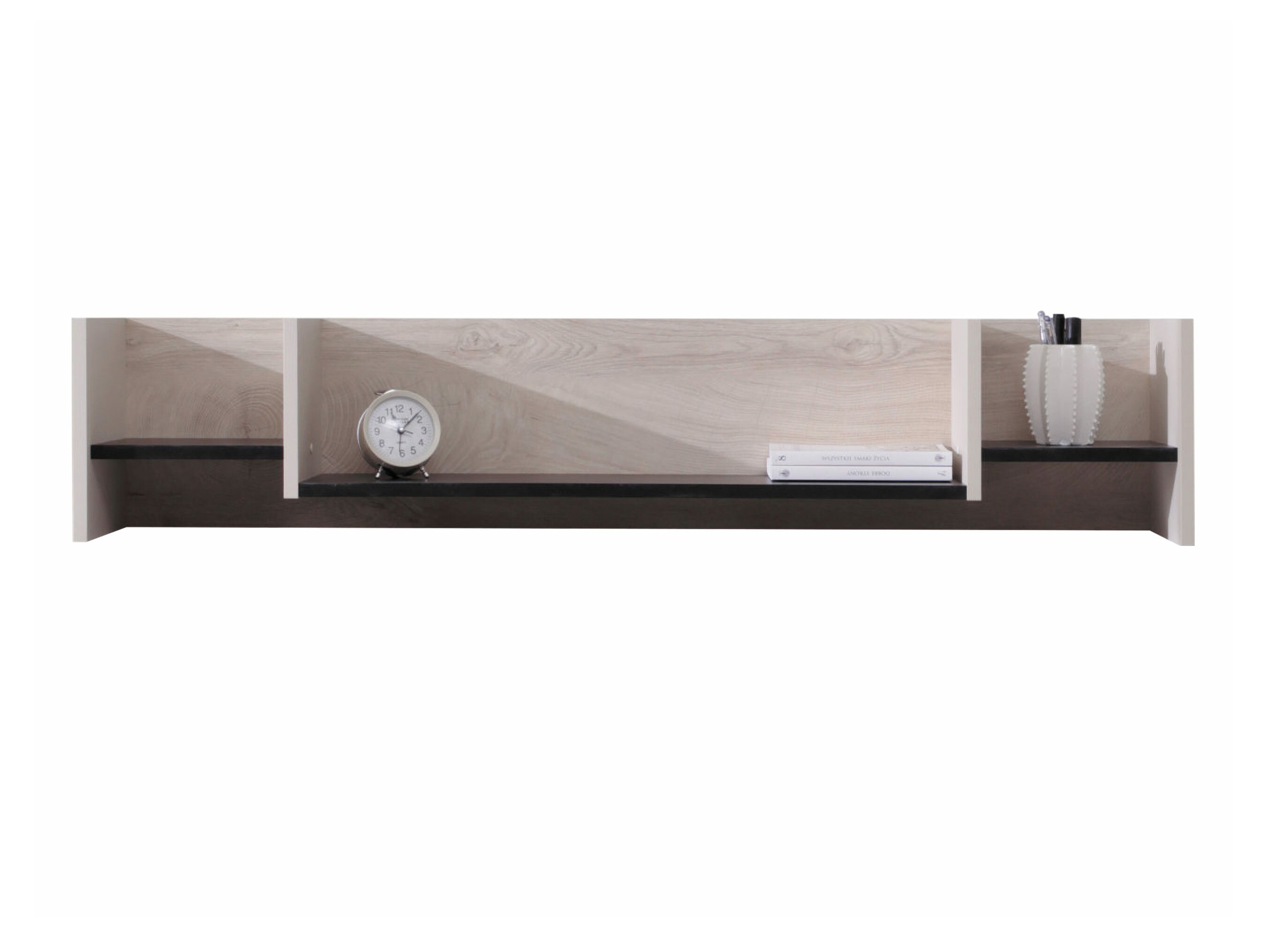 Wall shelf Camteso 111 (Black + Oak + Beige)