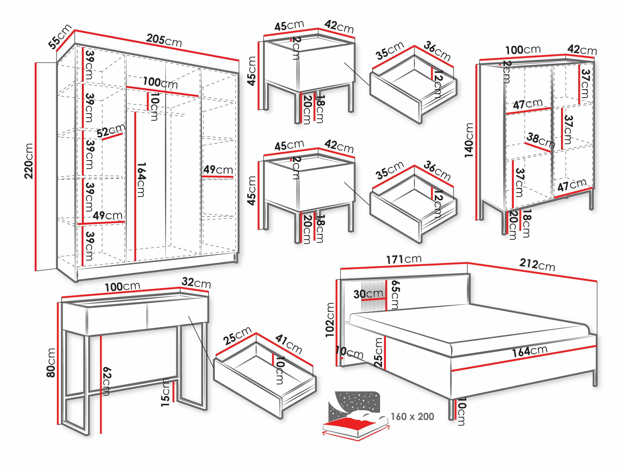 Bedroom set Lunole 111 (Cashmere)