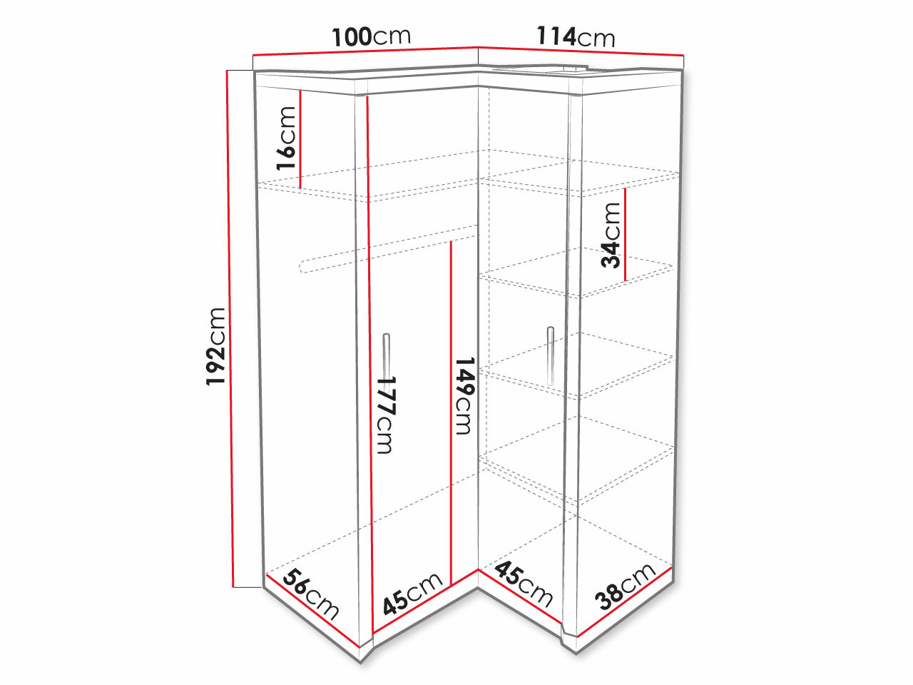 Corner wardrobe Lorelie 119 (Trufel oak)