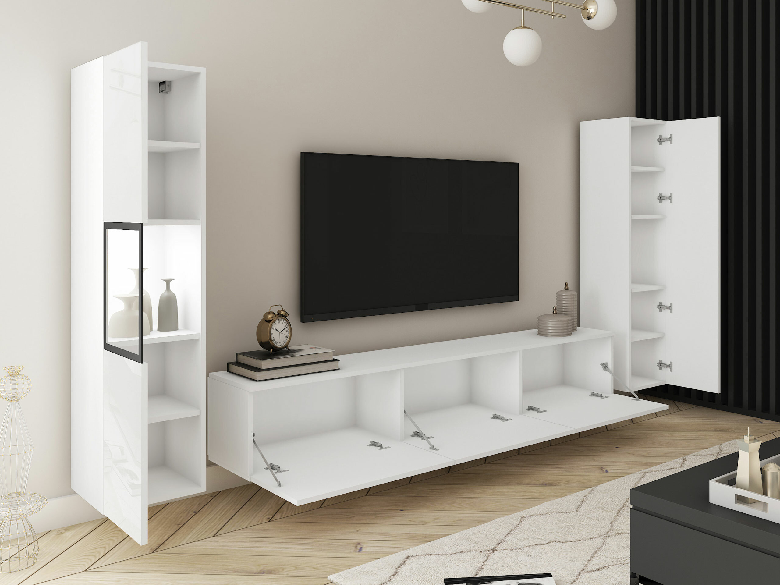 Living room set Sarasota 193 (White + Glossy white)