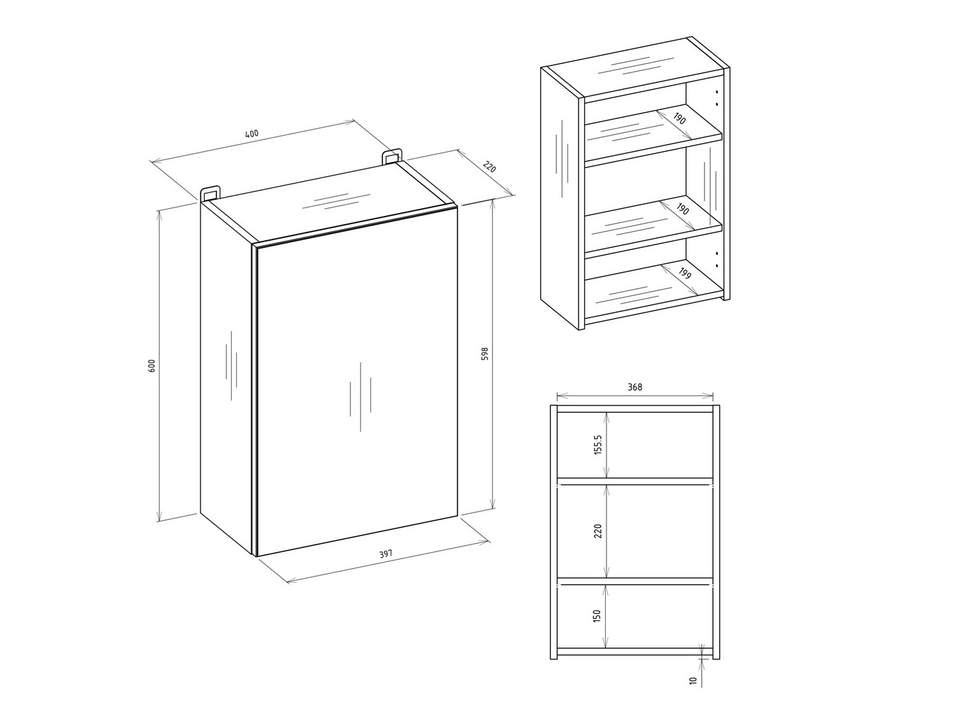 Bathroom mirror cabinet Balelbo 100 (White)