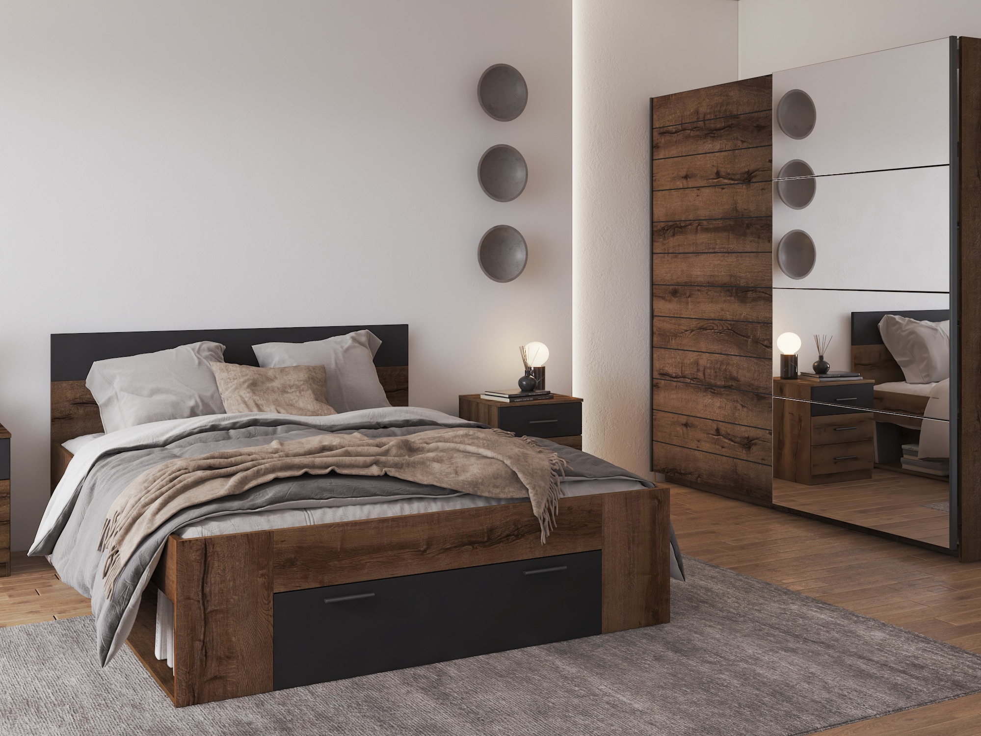 Bed Melvele 108 (Monastery oak + Black)