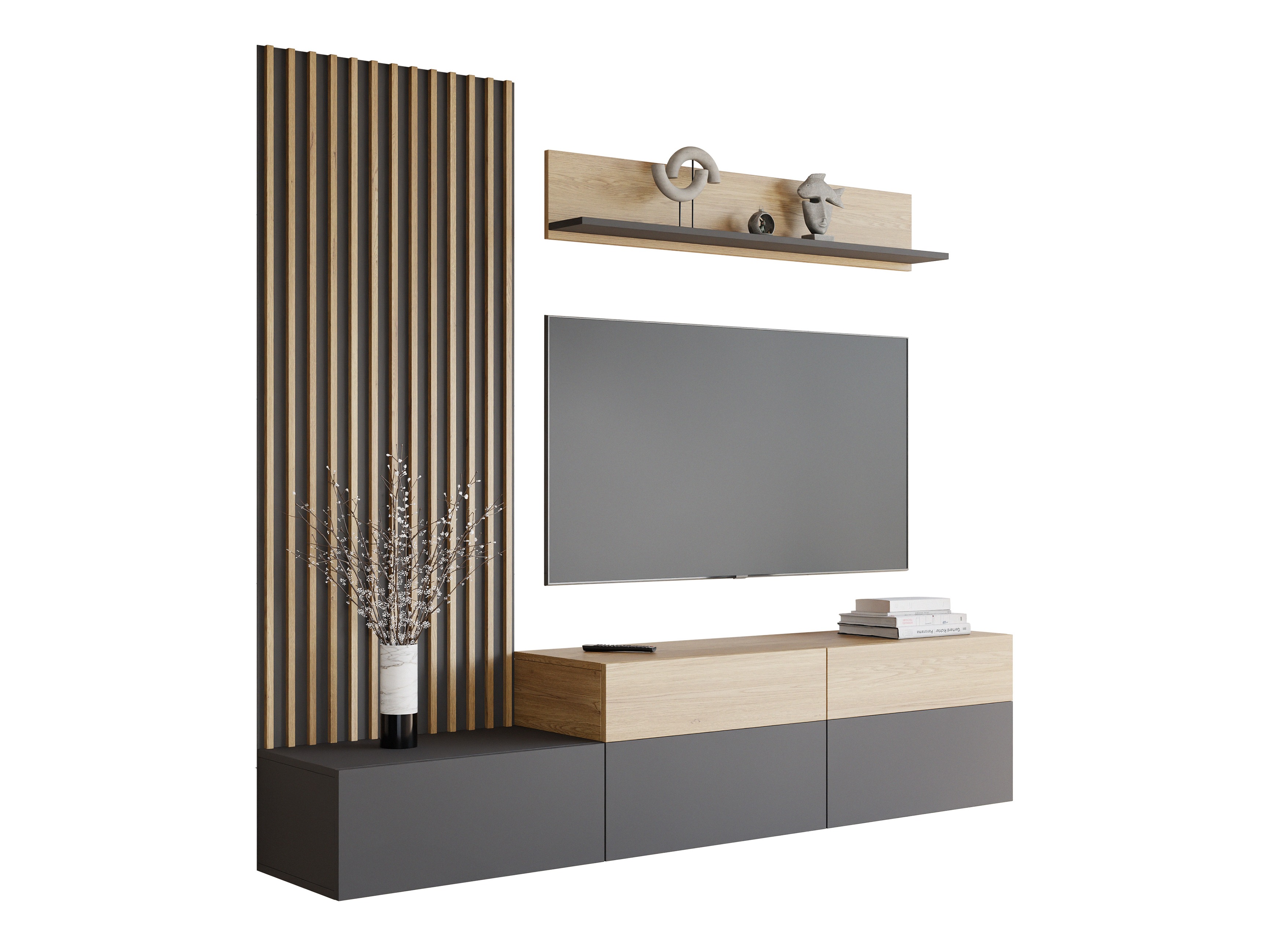 Living room set Comfivo Munium I (Graphite + Oak)
