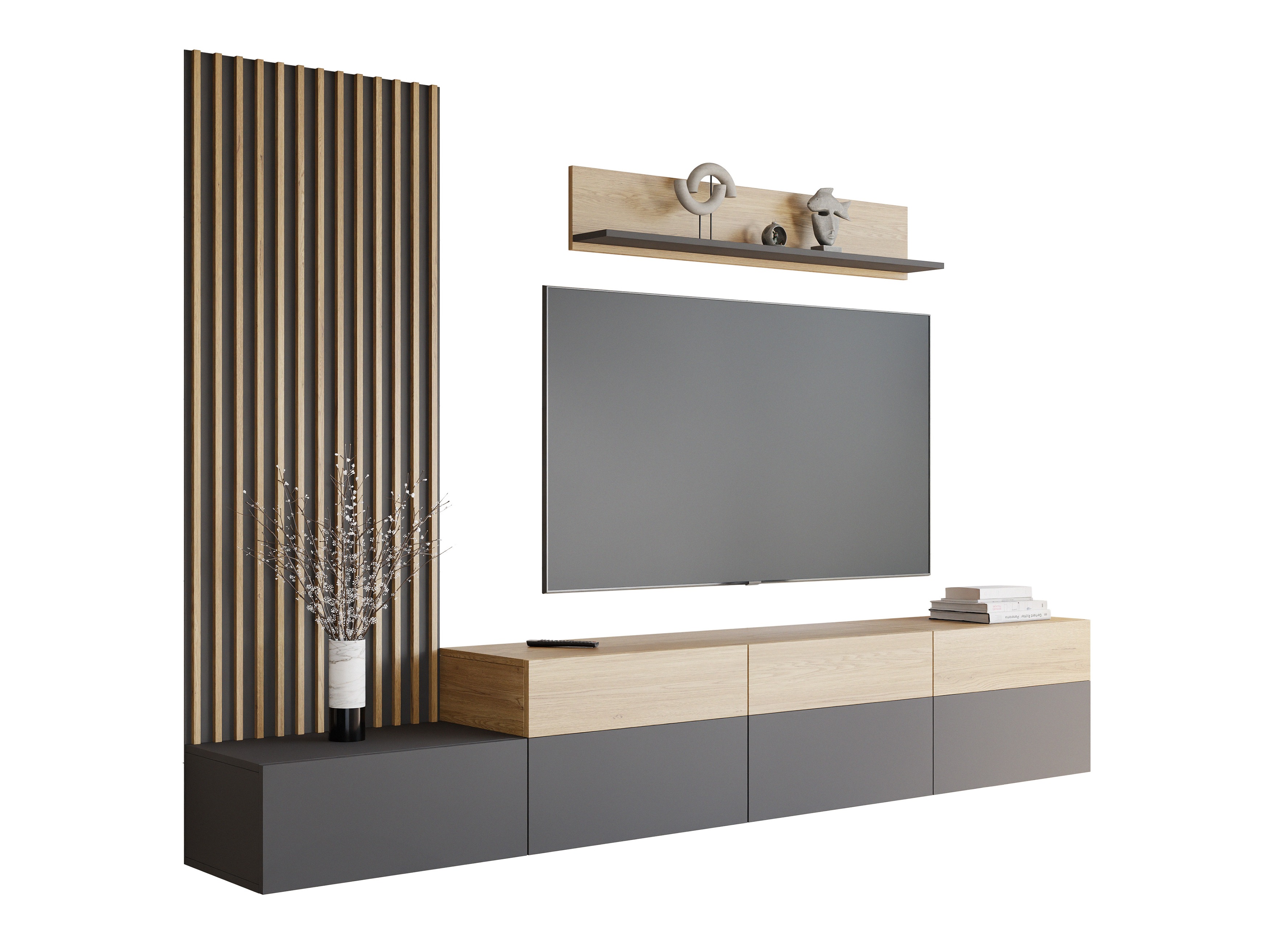 Living room set Comfivo Munium II (Graphite + Oak)